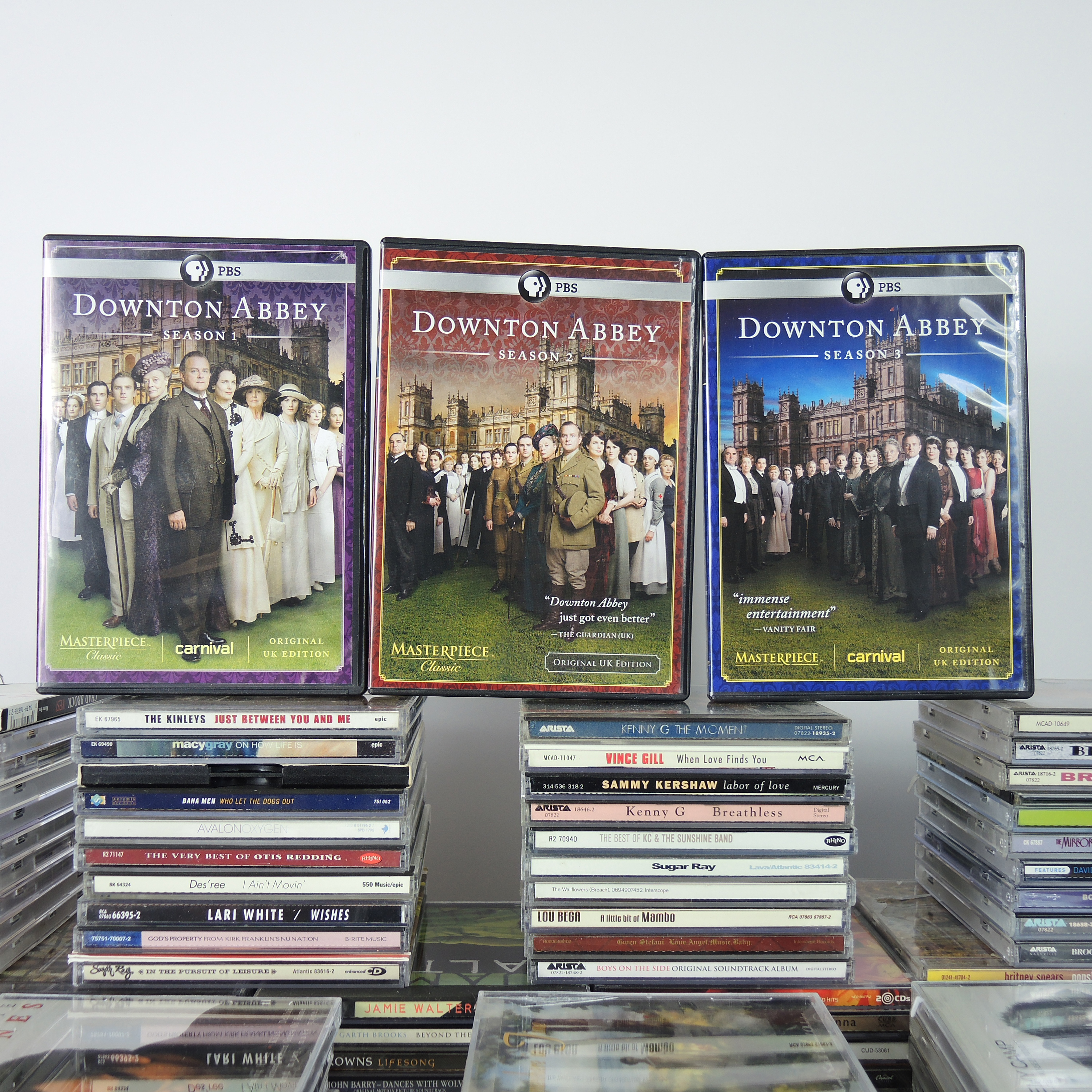 Music CDs, "Downton Abbey" Season 1-3, "Scandal" and other TV Series DVDs
