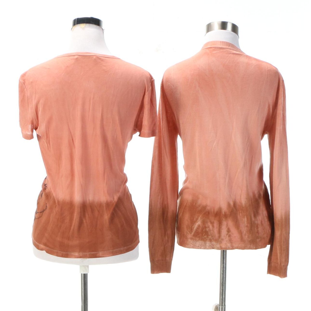 Prada Ombré Silk Blend Knit T-Shirt and Cardigan