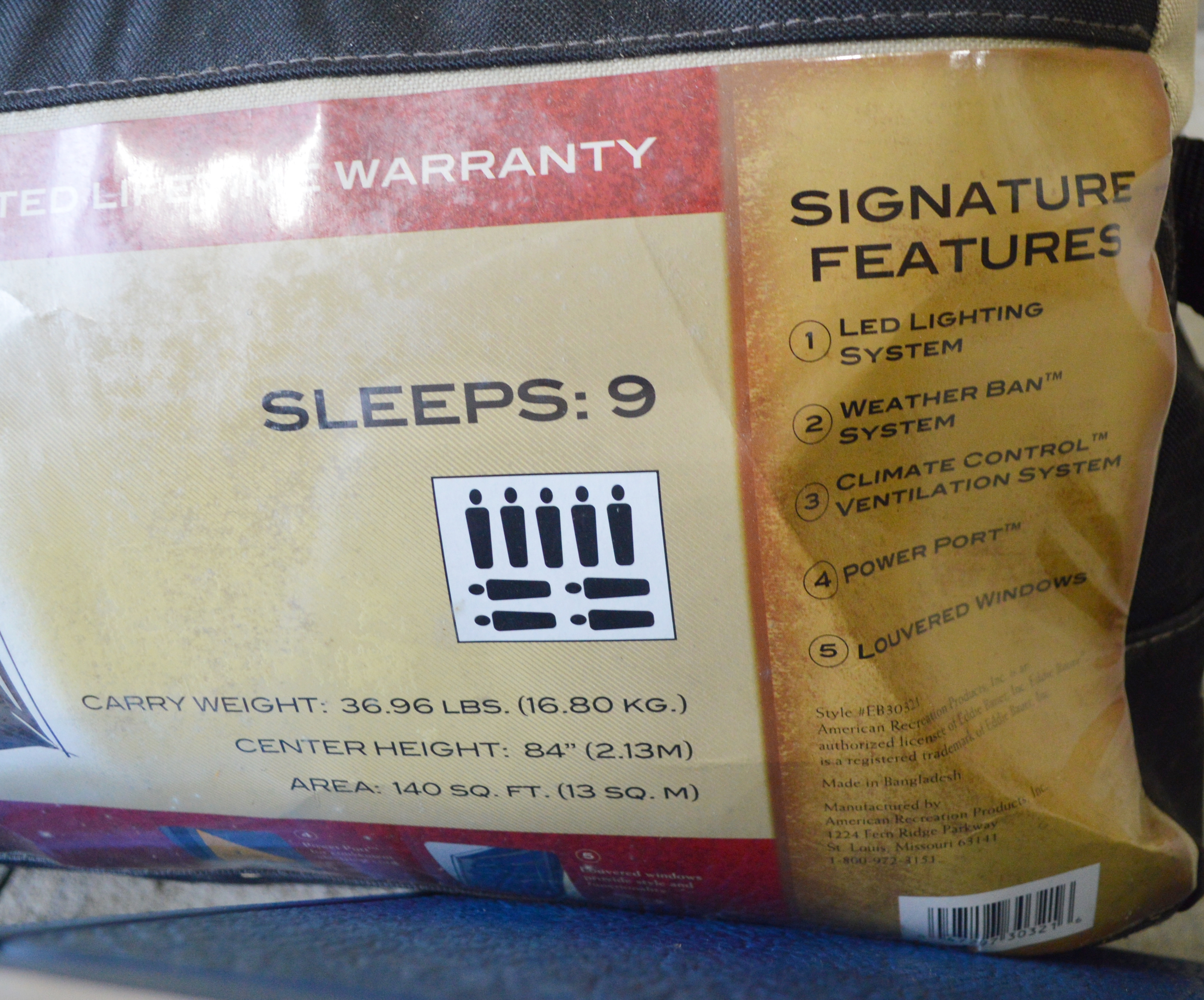 Eddie Bauer 10'x 14' Two Room Cabin/Dome Tent and Weber Insect Electrocutor