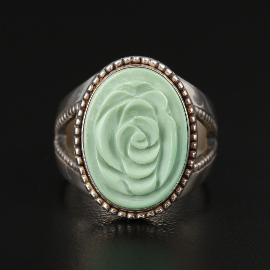 Carolyn Pollack Southwestern Sterling Silver Carved Resin Ring