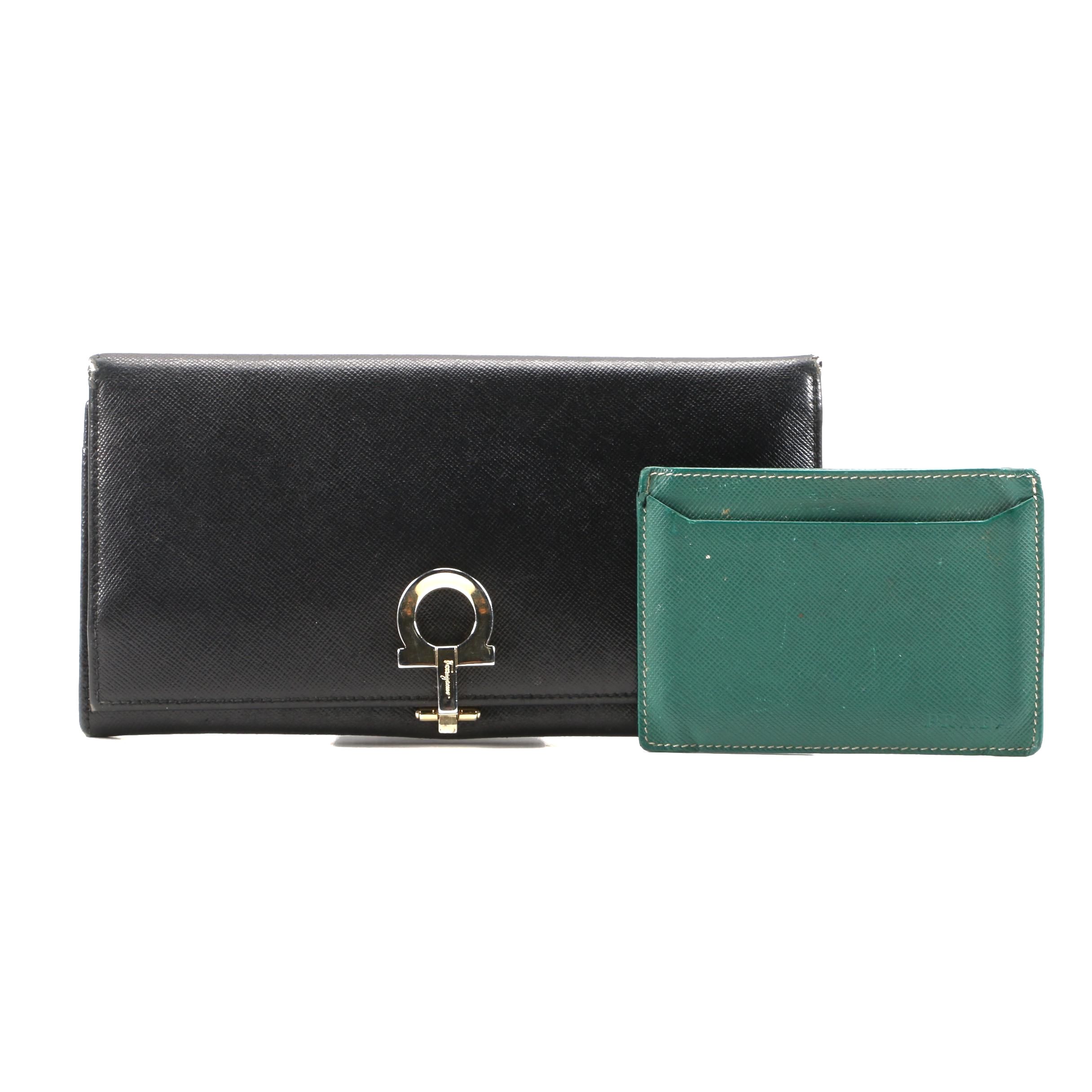 Salvatore Ferragamo Gancini Wallet and Prada Card holder in Saffiano Leather