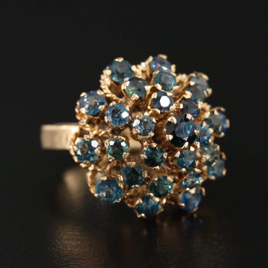 Vintage 10K Yellow Gold Sapphire Bombé Ring