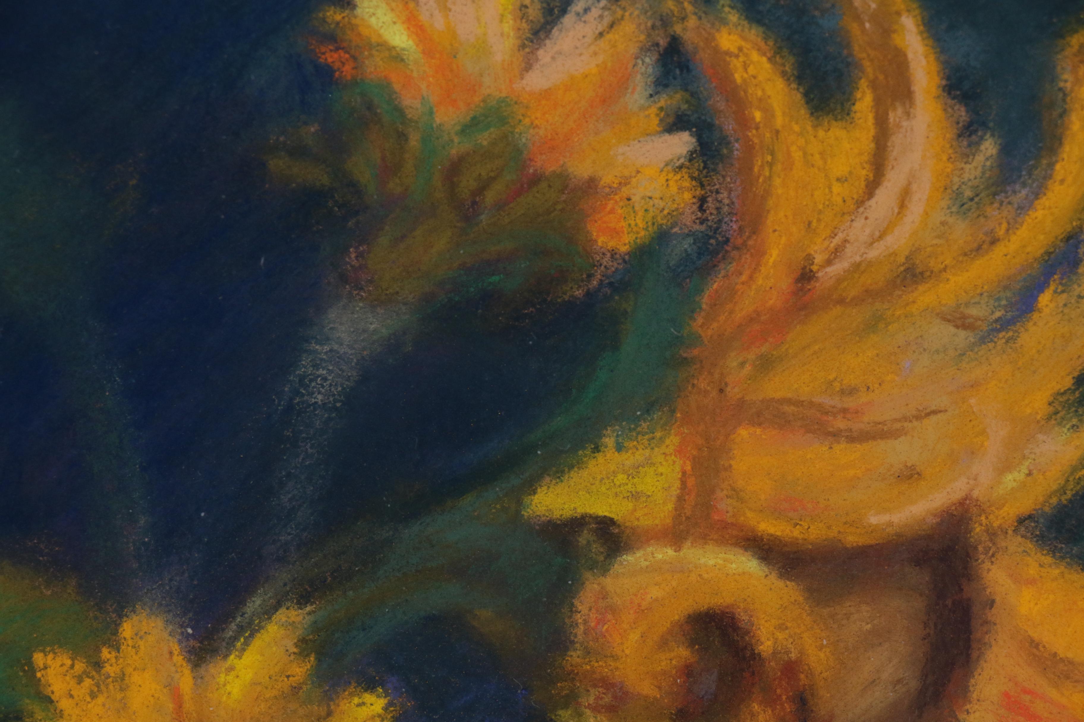 Marion Corbin-Mayer Floral Pastel Drawing