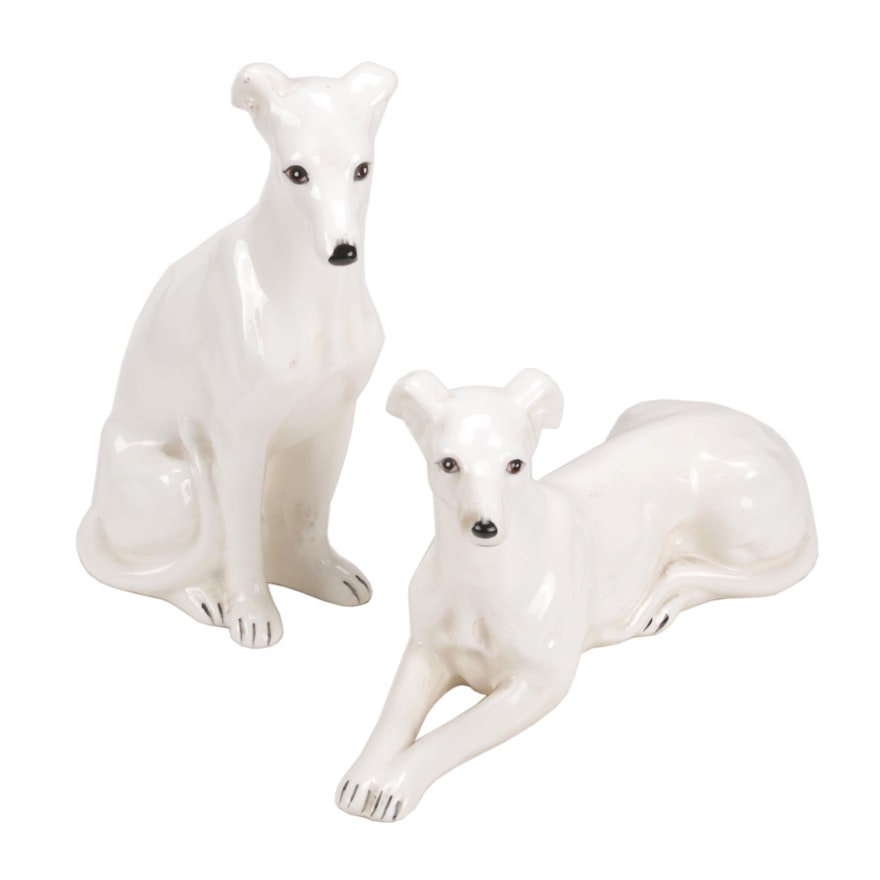 Pacific Japanese Porcelain Greyhound Figurines, Mid-20th Century