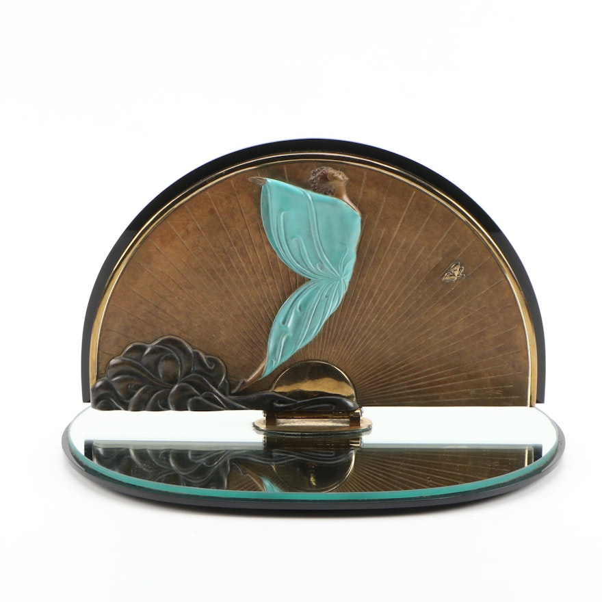 Erté Patinated Bronze Vanity Mirror "Transcendence"