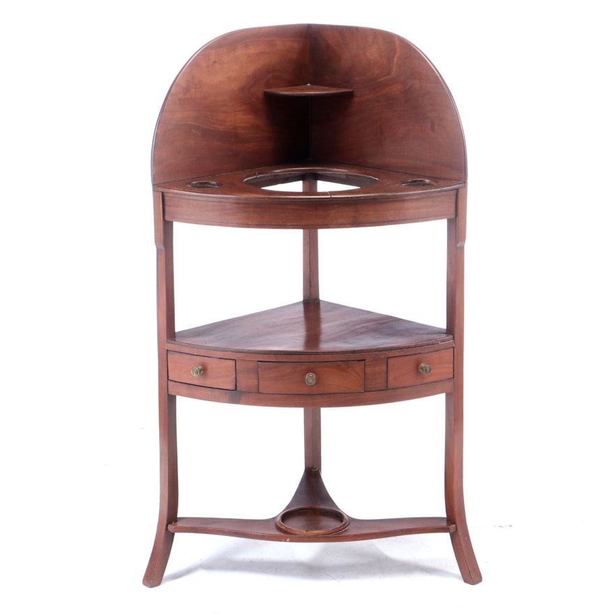 George III Mahogany Corner Washstand, Early 19th Century