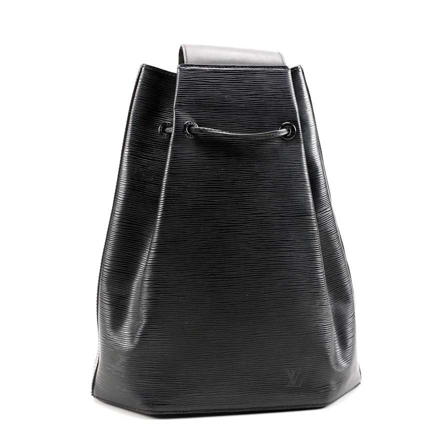 Louis Vuitton Sac a Dos Drawstring Bag in Black Epi Leather