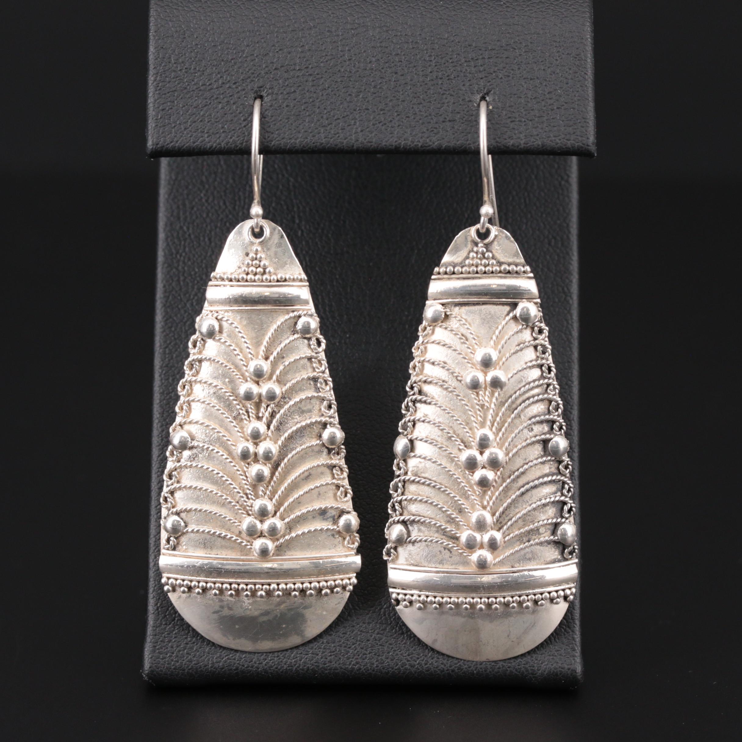 Sterling Silver Braided Wire Dangle Earrings