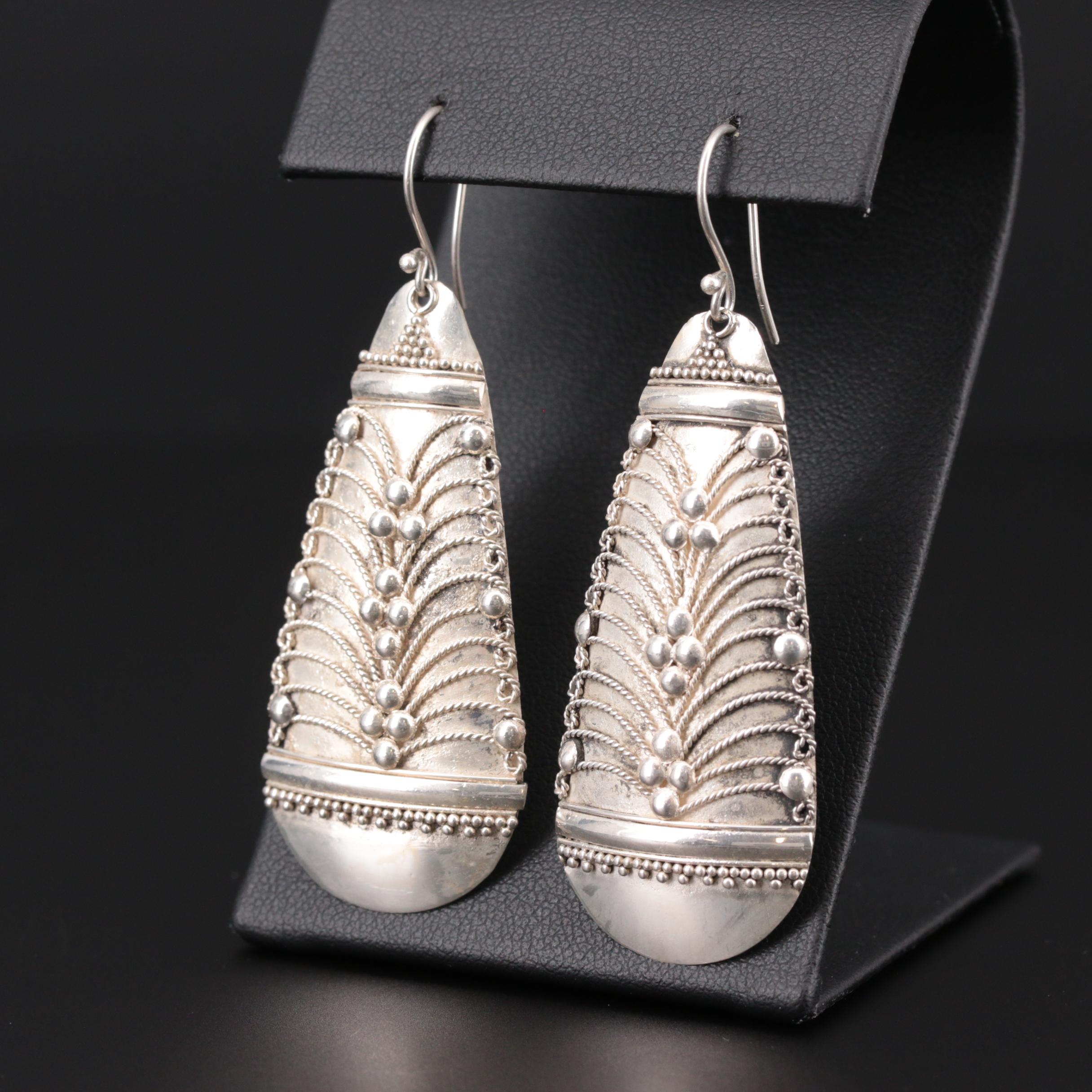 Sterling Silver Braided Wire Dangle Earrings