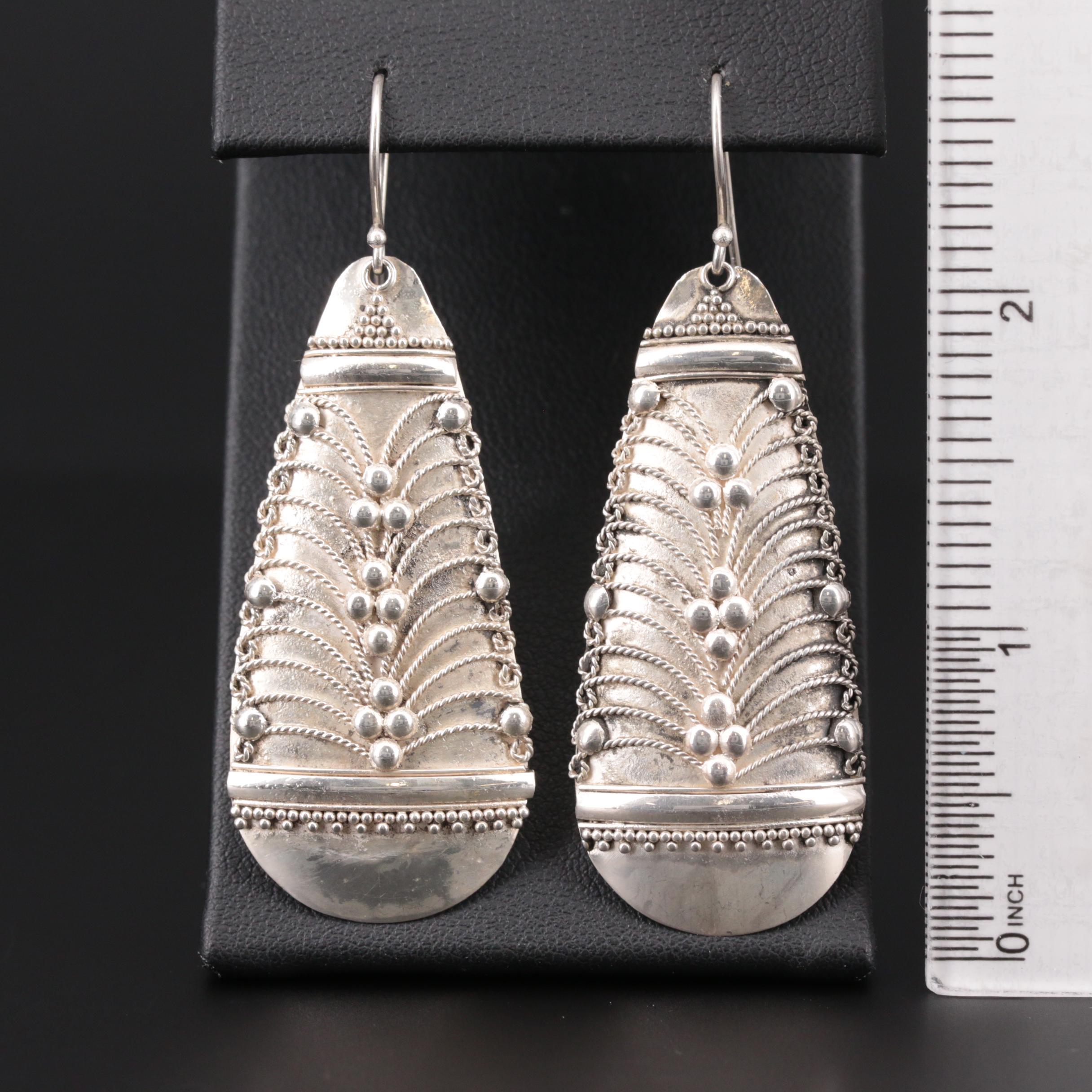 Sterling Silver Braided Wire Dangle Earrings