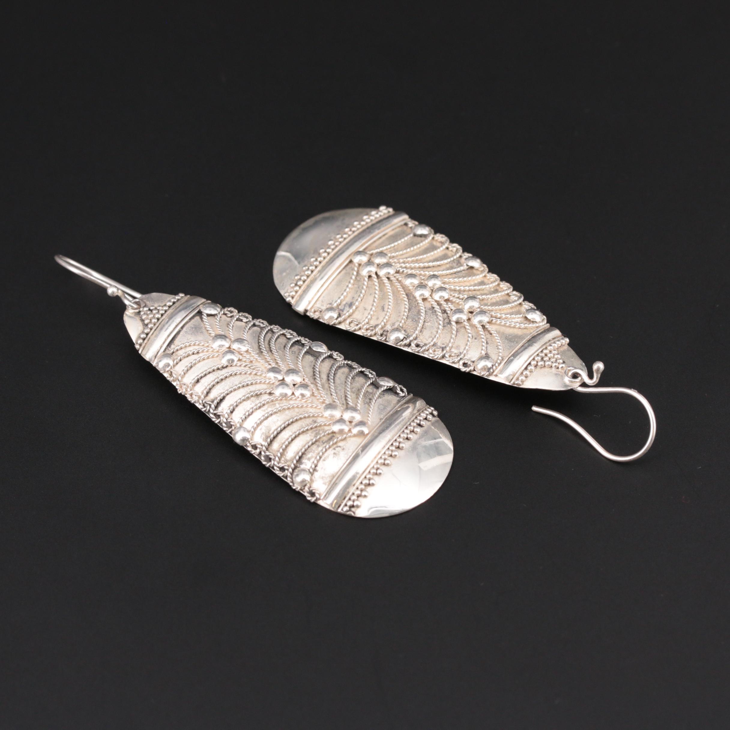 Sterling Silver Braided Wire Dangle Earrings