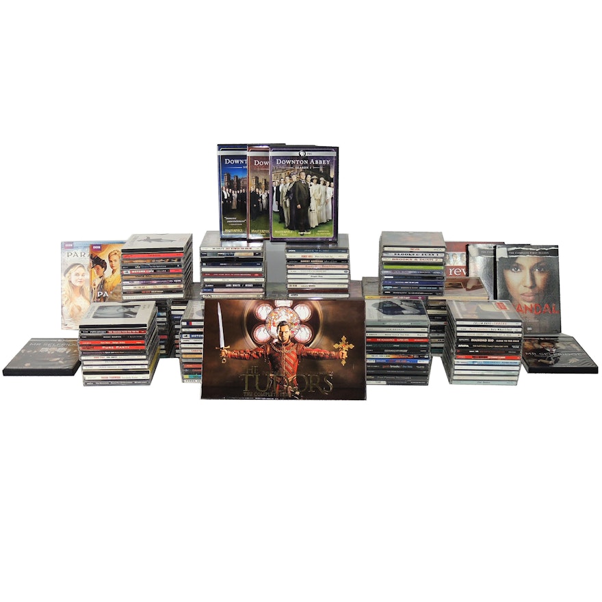 Music CDs, "Downton Abbey" Season 1-3, "Scandal" and other TV Series DVDs