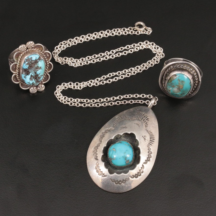 Southwestern Style Sterling Silver Turquoise Featuring Tully Sam