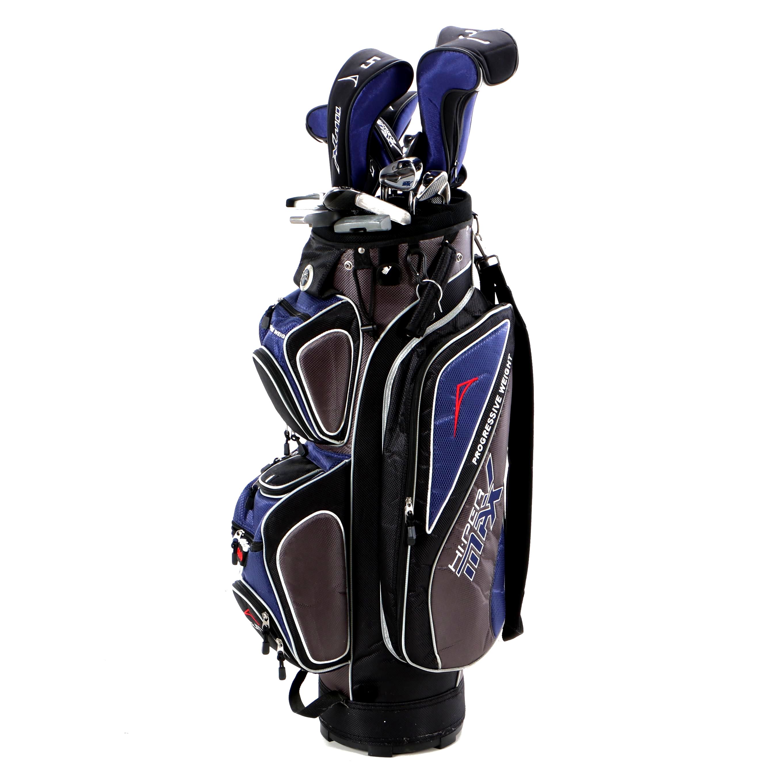 Acuity "Hiper Max" Set of Left Handed Golf Clubs with Three Putters and a Bag