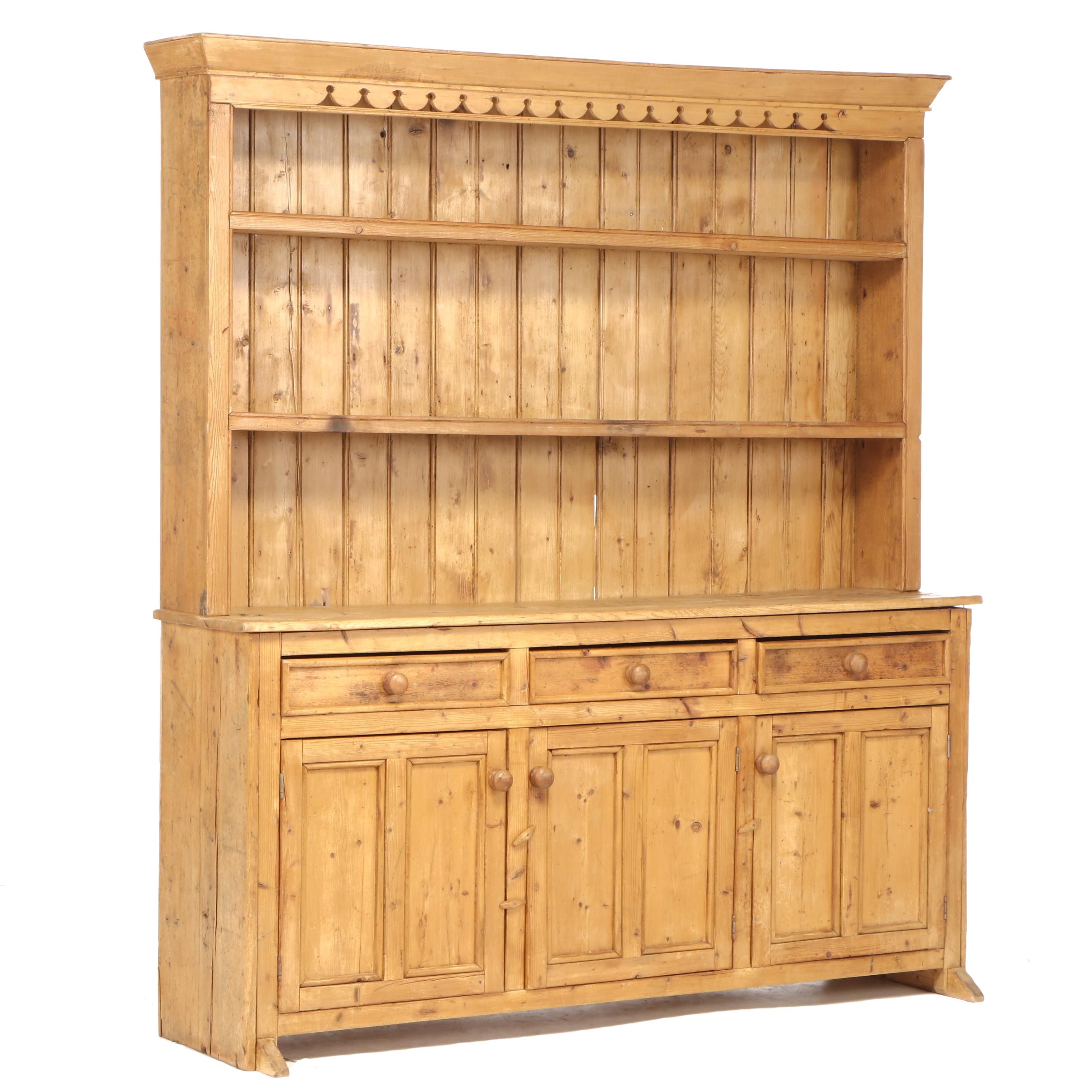 Provincial Pine Stepback Cupboard, 20th Century