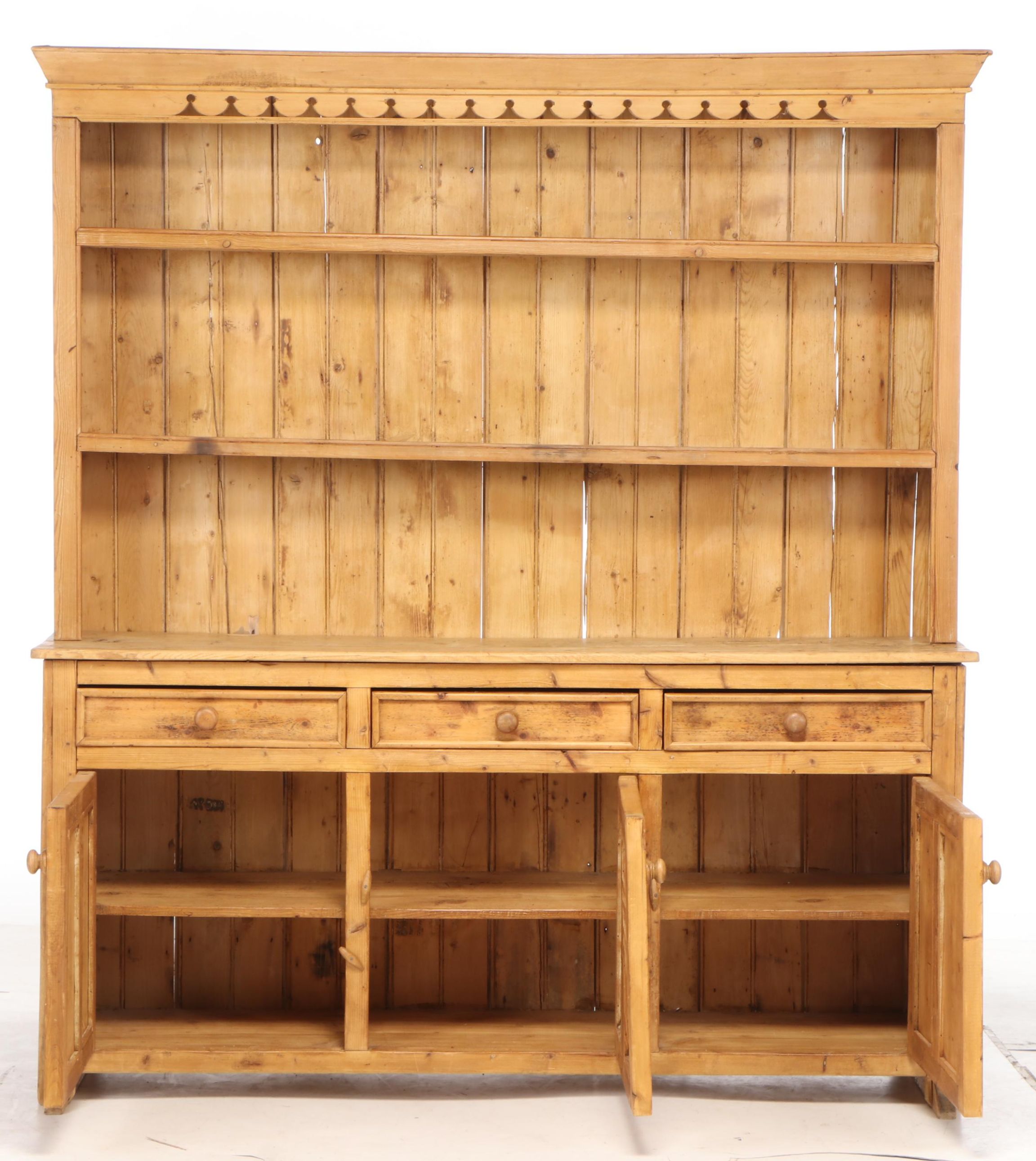 Provincial Pine Stepback Cupboard, 20th Century