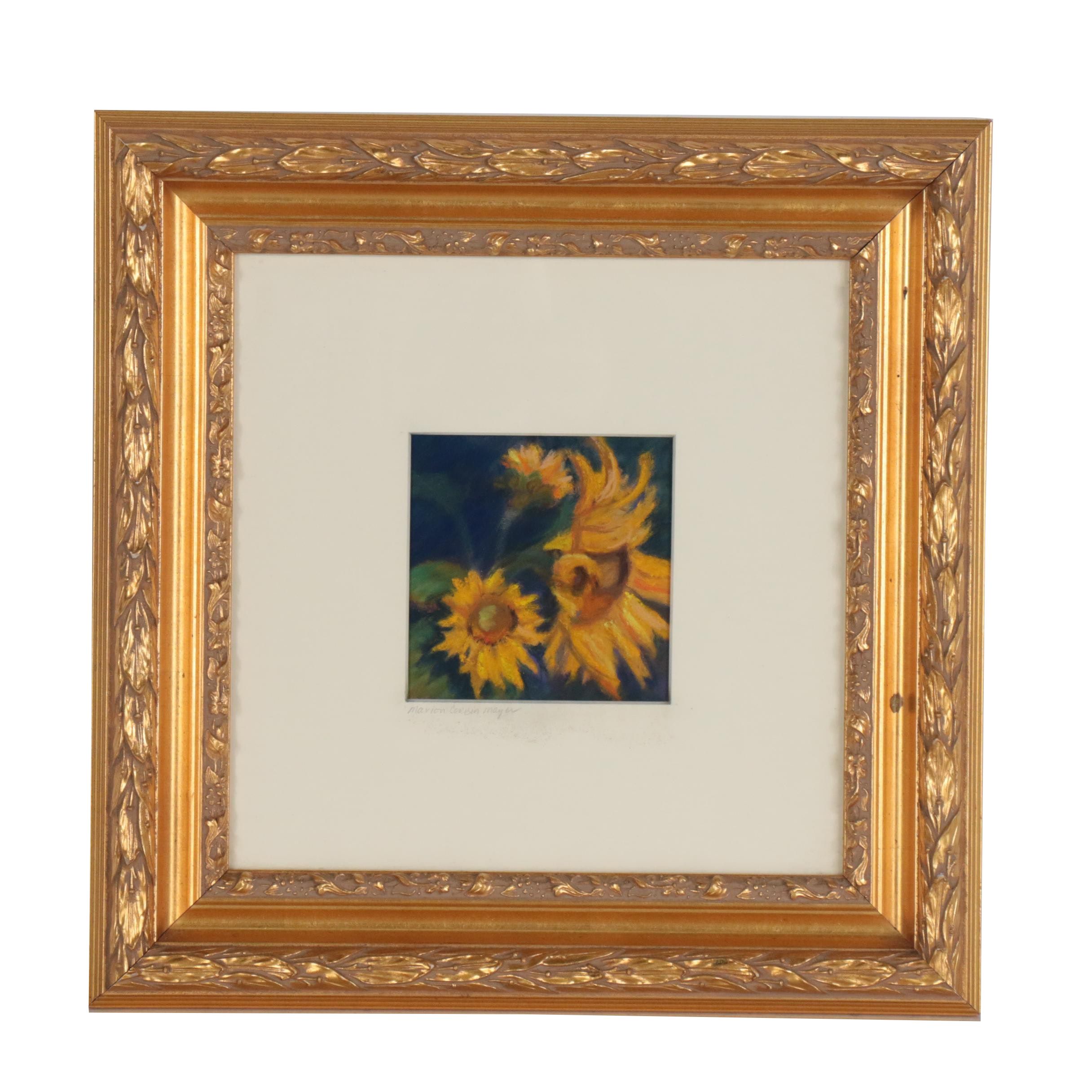 Marion Corbin-Mayer Floral Pastel Drawing