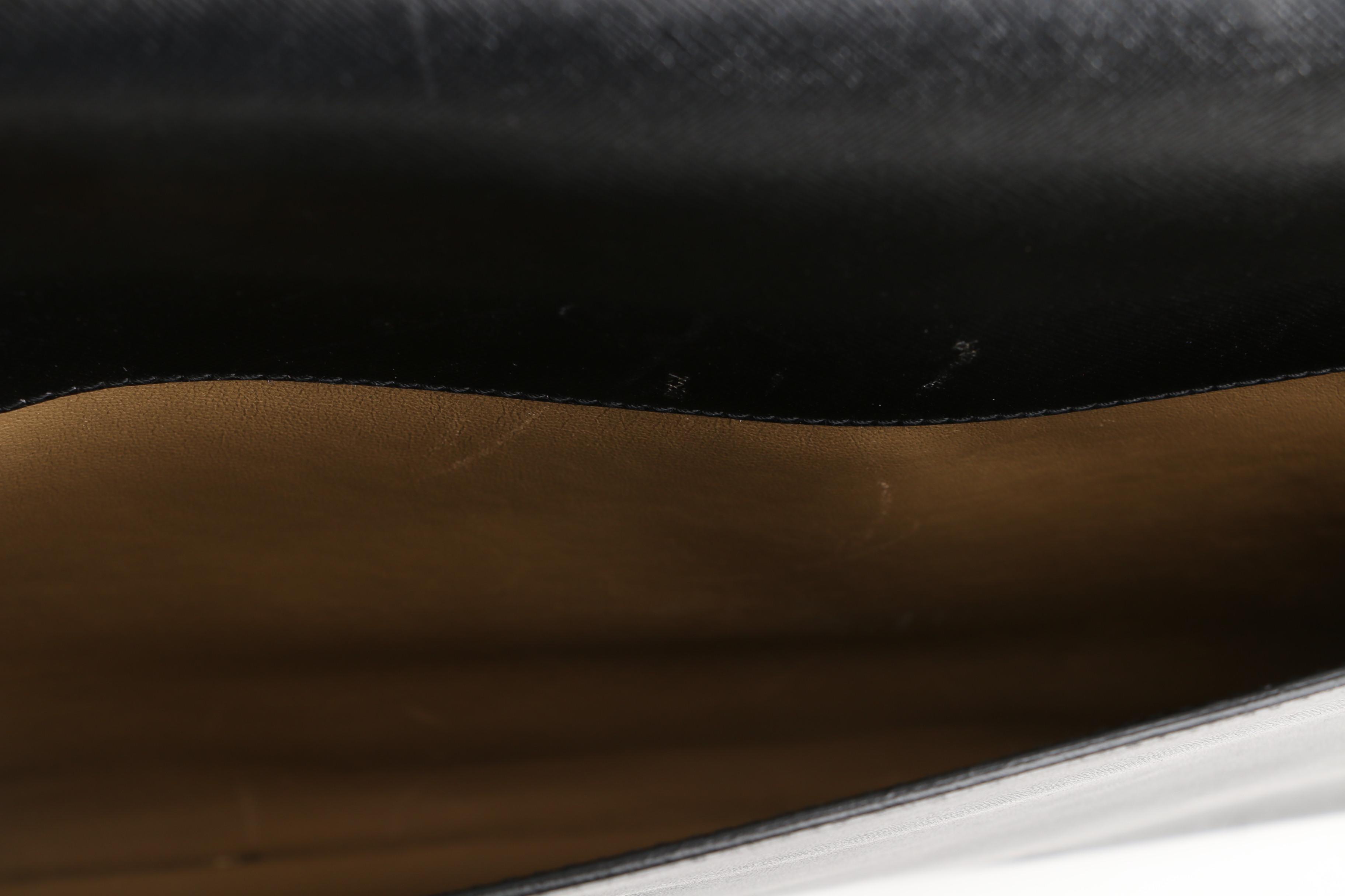 Prada Black Saffiano Leather Squeeze Lock Briefcase