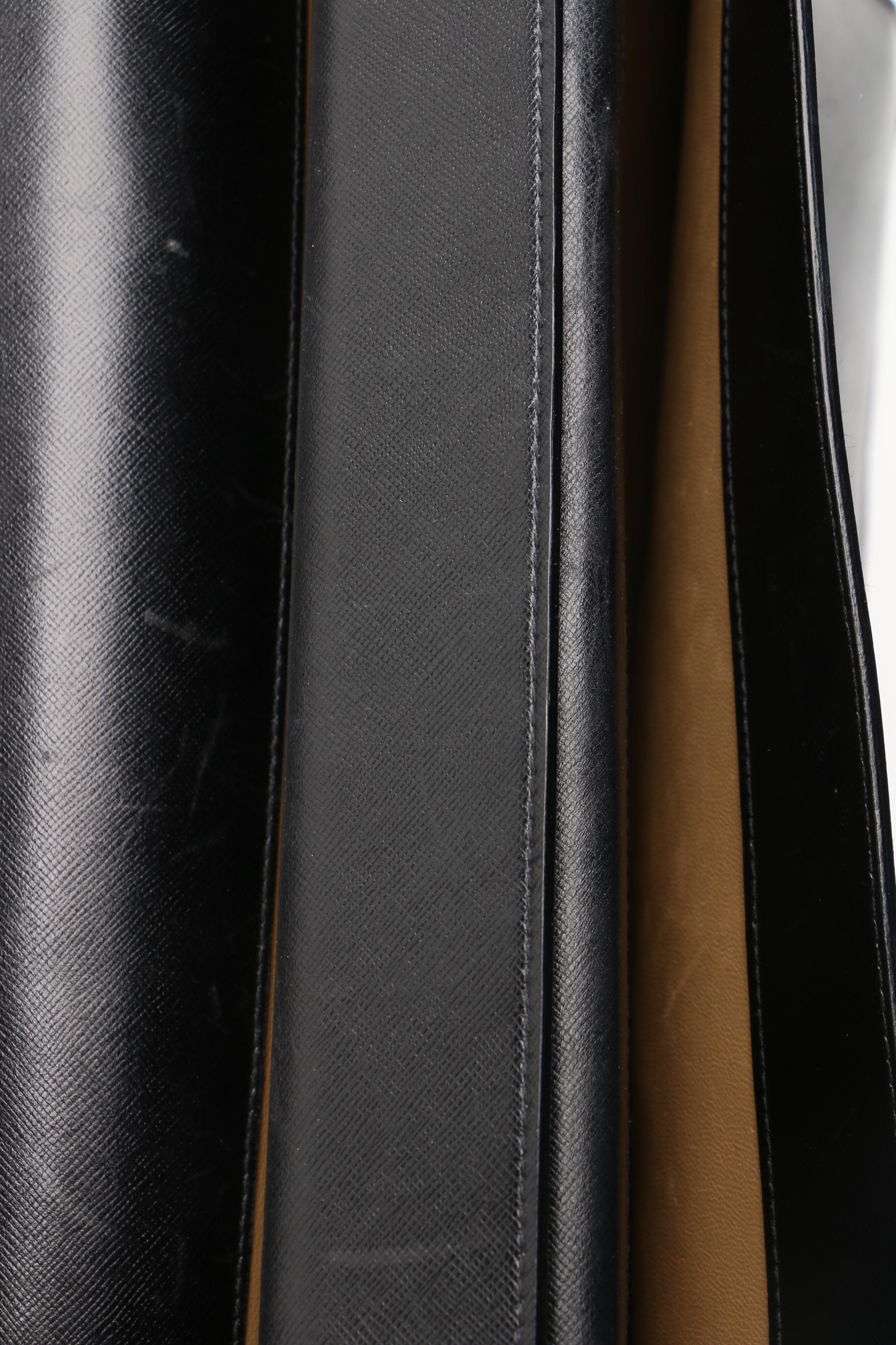 Prada Black Saffiano Leather Squeeze Lock Briefcase