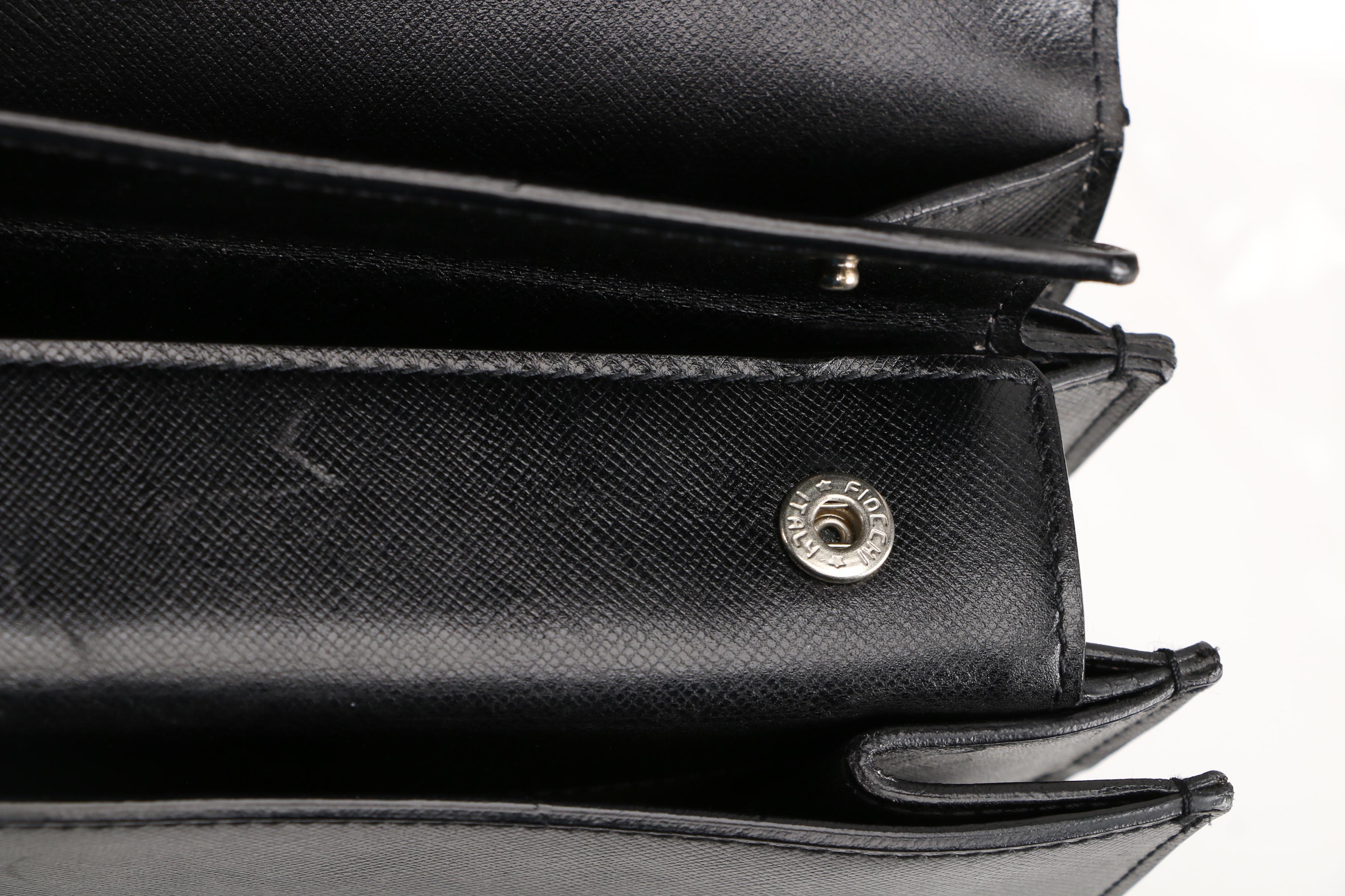 Prada Black Saffiano Leather Squeeze Lock Briefcase