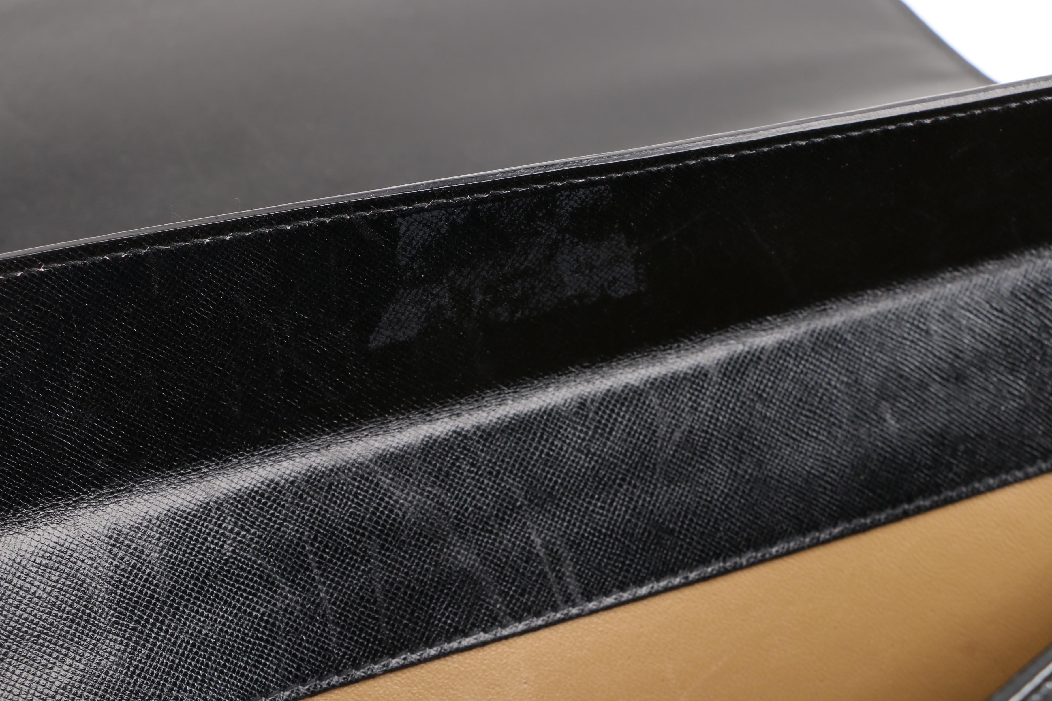 Prada Black Saffiano Leather Squeeze Lock Briefcase