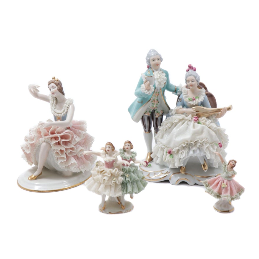 Dresden Lace Porcelain Figurines