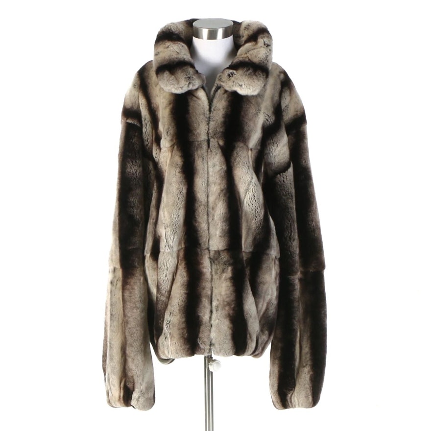 Men's Chinchilla Dyed Rabbit Fur Coat