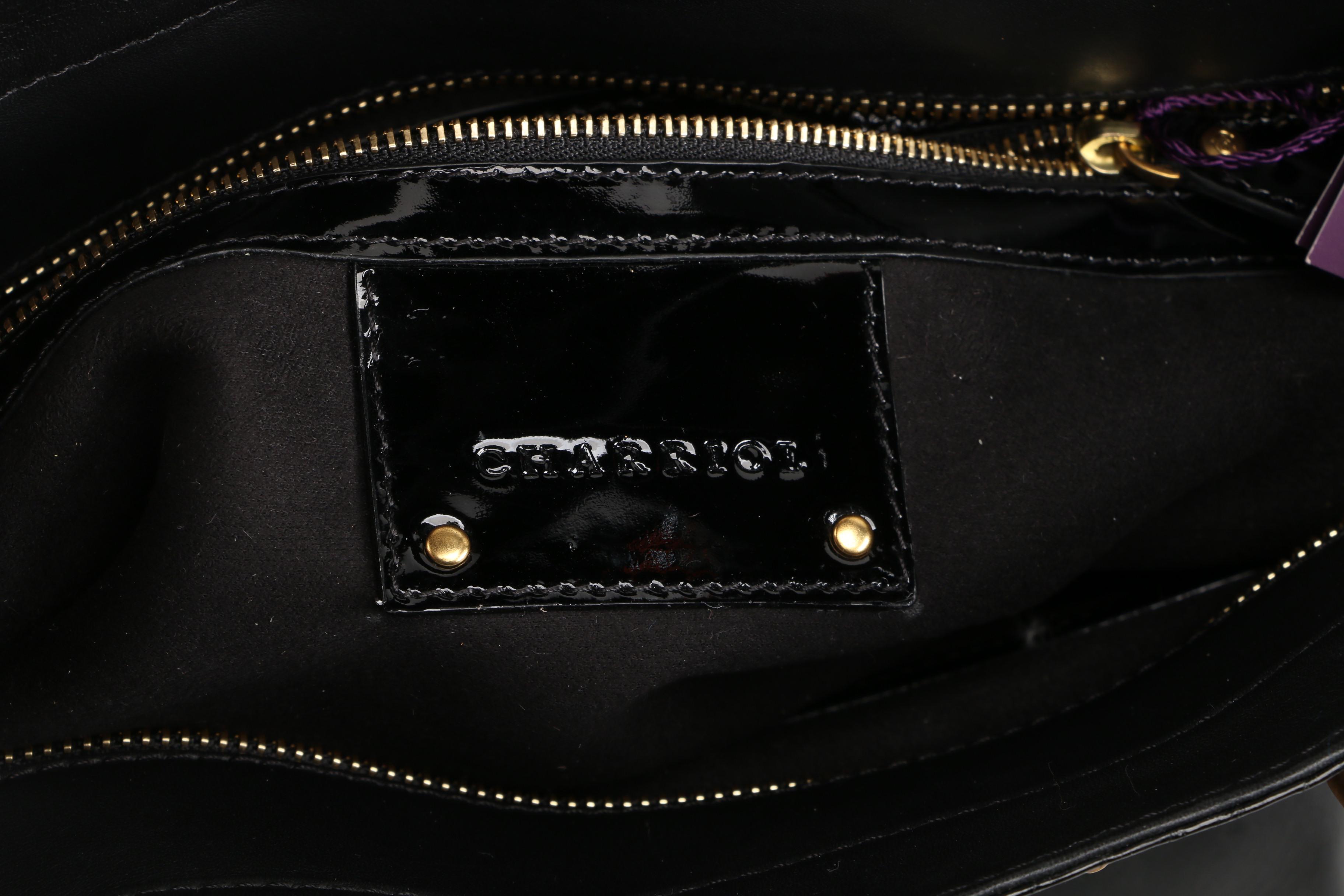 Charriol Black Leather and Snakeskin Large Aquarius Tote