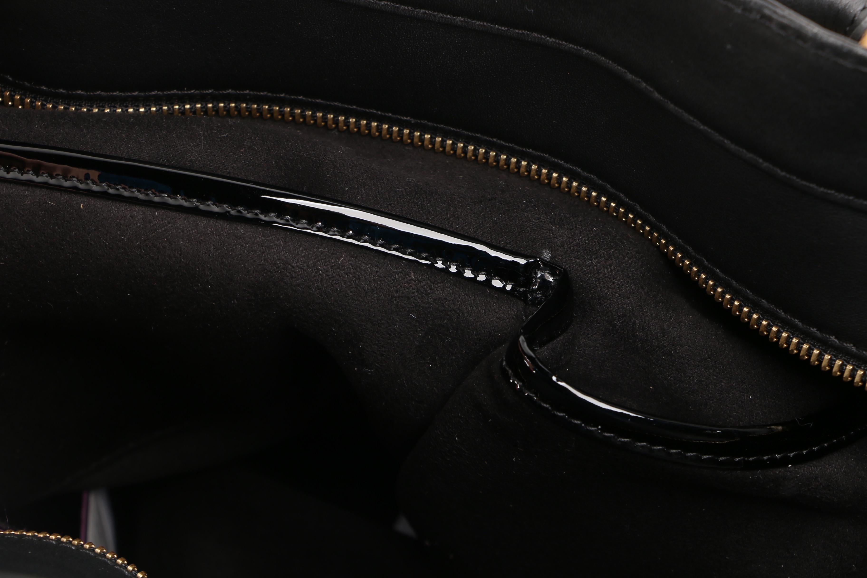 Charriol Black Leather and Snakeskin Large Aquarius Tote