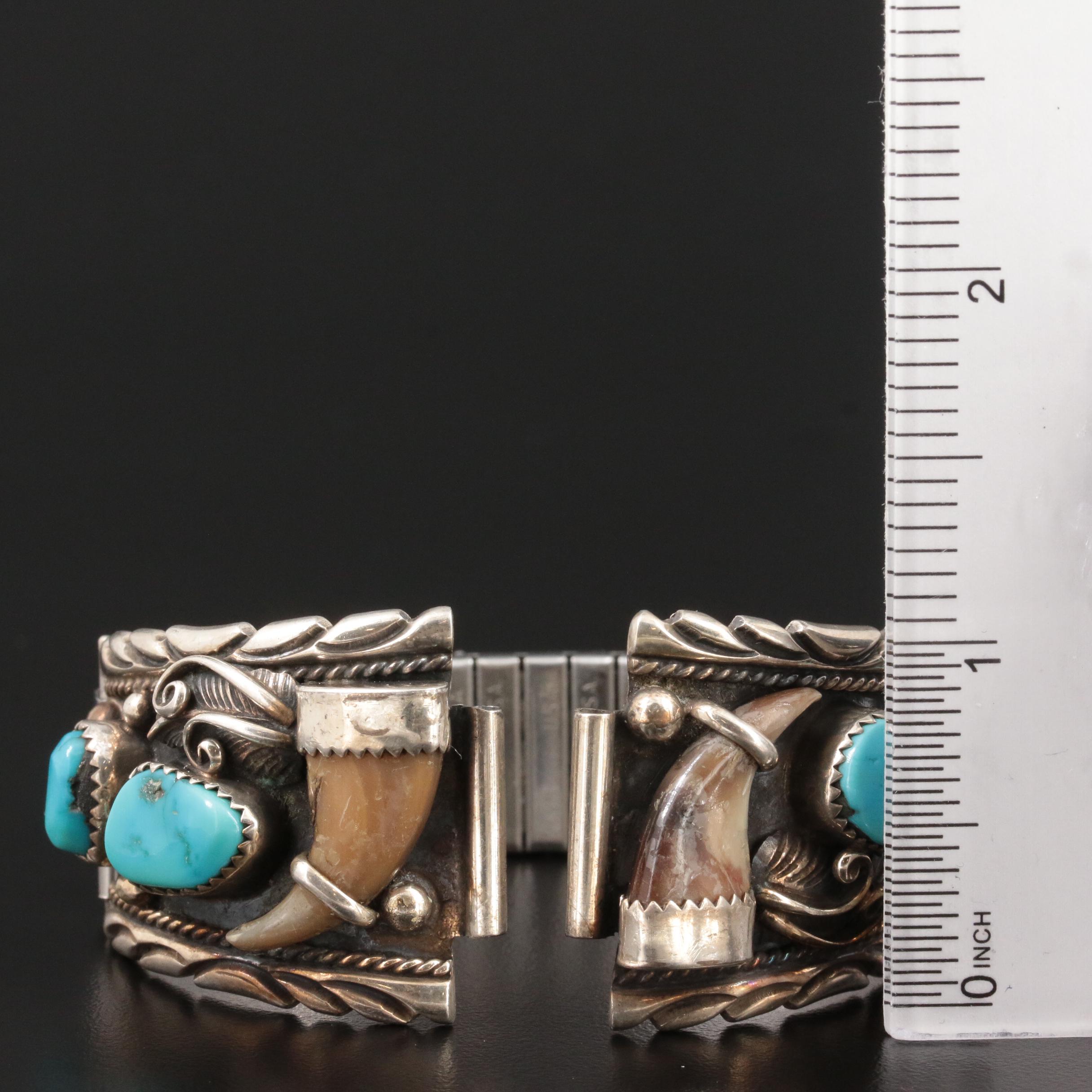 Sterling Turquoise and Bear Claw Watch Bands Featuring Stan Lee Navajo Diné