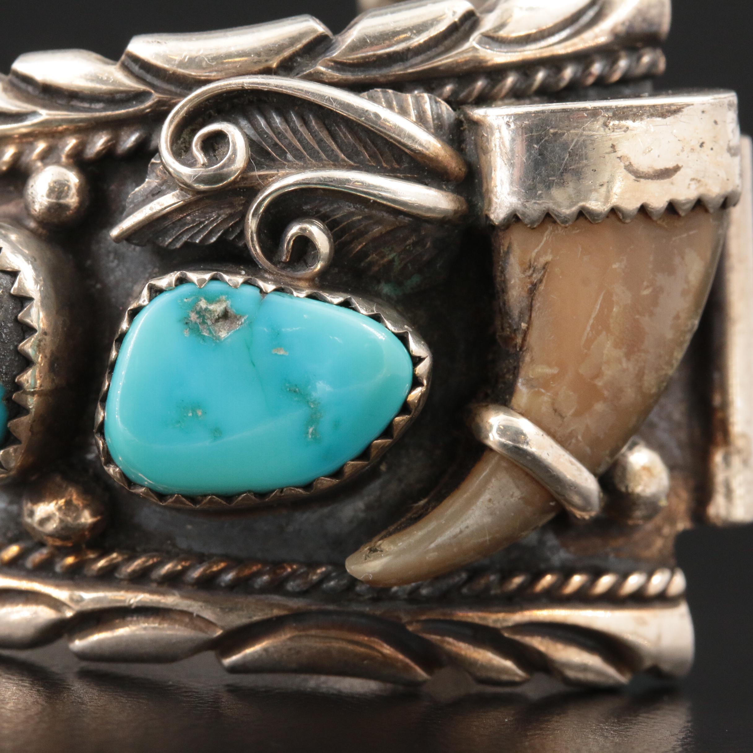 Sterling Turquoise and Bear Claw Watch Bands Featuring Stan Lee Navajo Diné