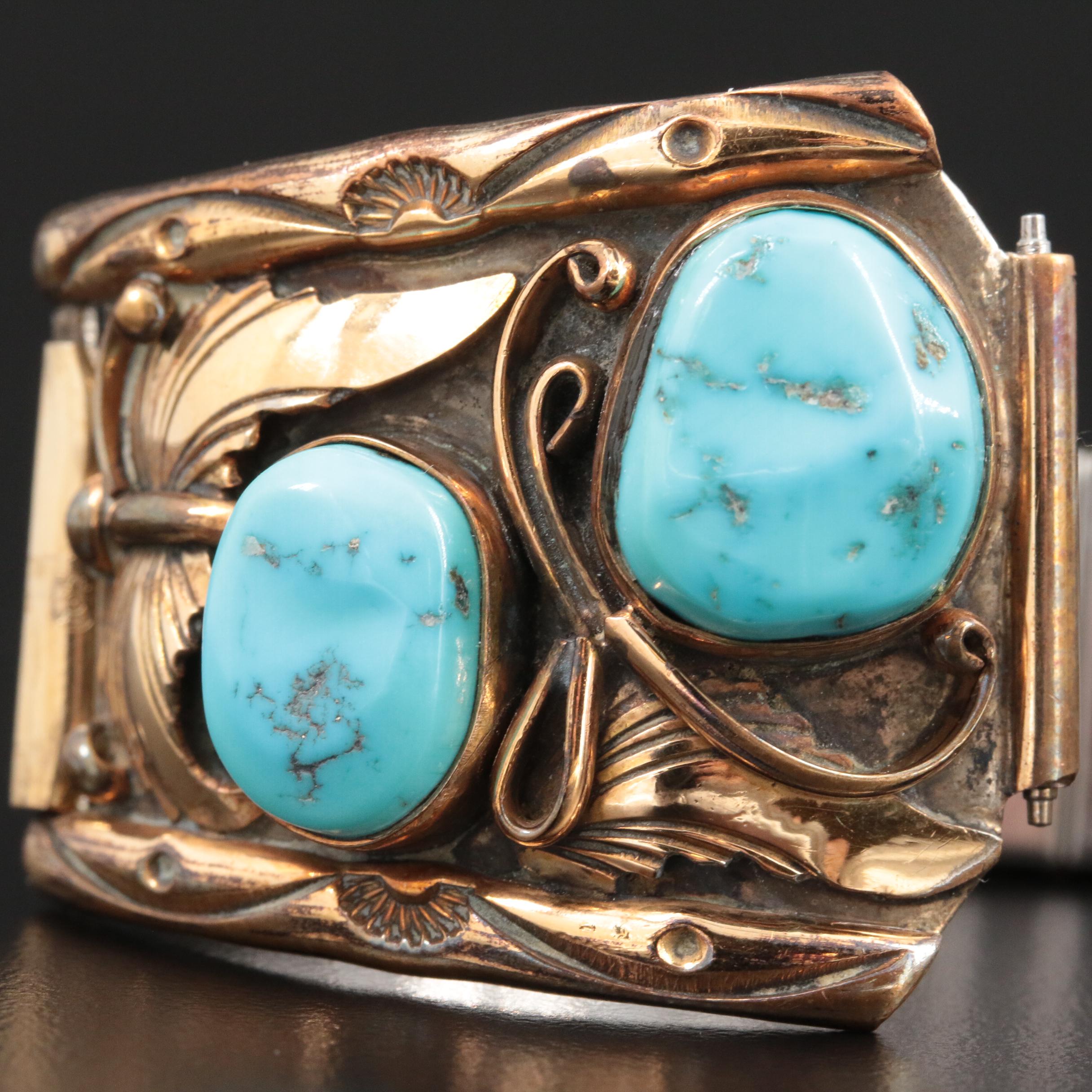 Sterling Turquoise and Bear Claw Watch Bands Featuring Stan Lee Navajo Diné