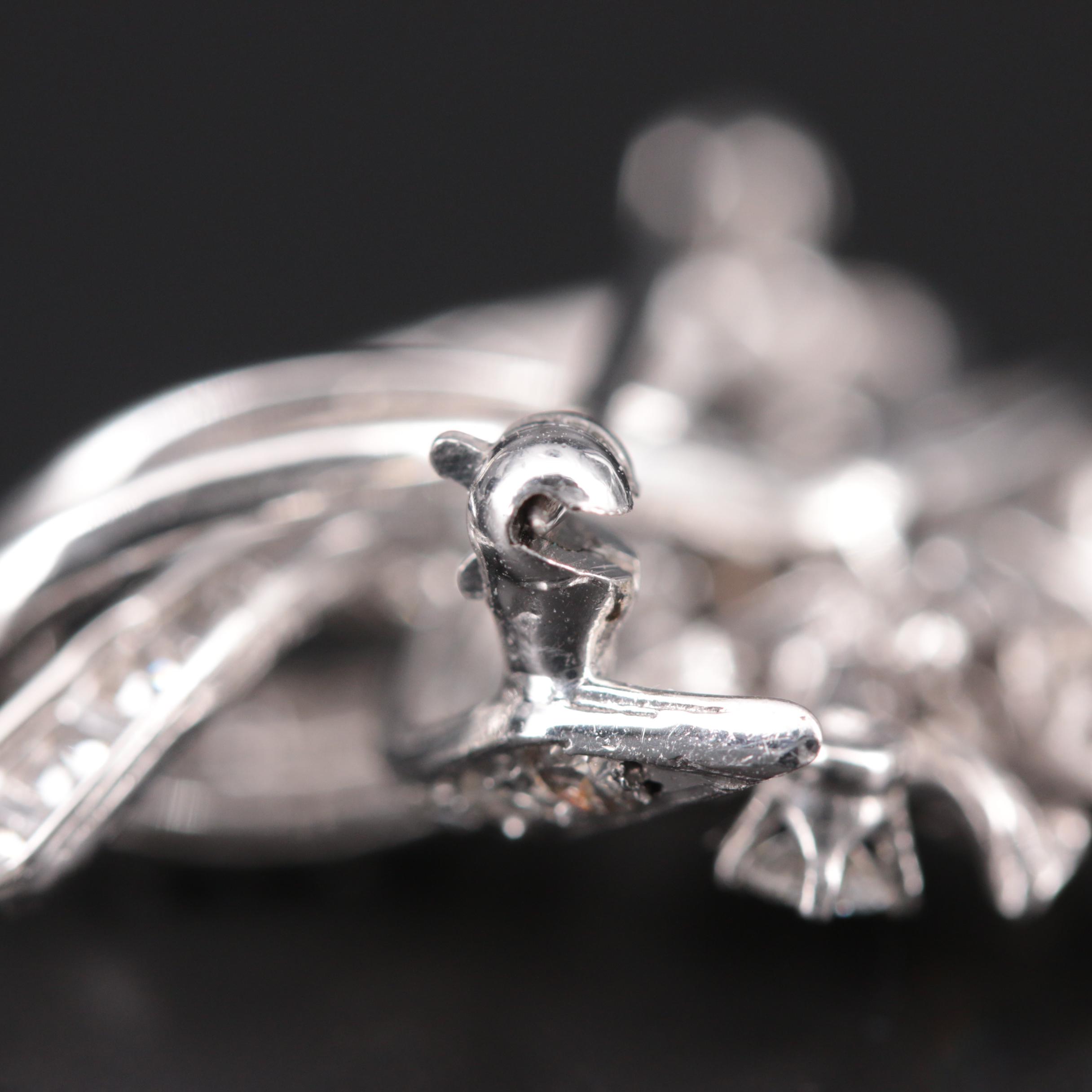 Vintage 14K White Gold 2.17 CTW Diamond Articulated Converter Brooch