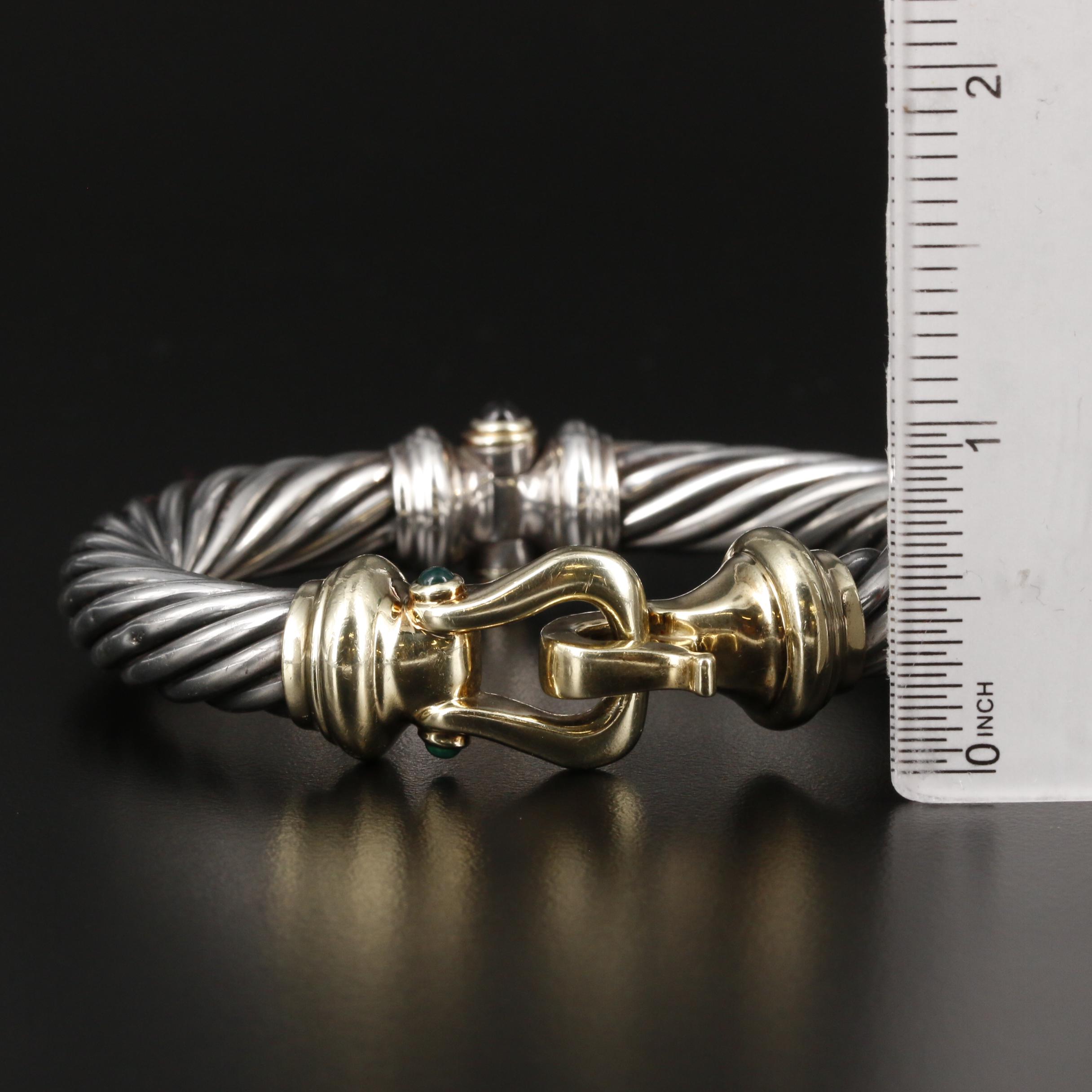 Vintage David Yurman Sterling Rhodolite Garnet and Chalcedony Cable Bracelet