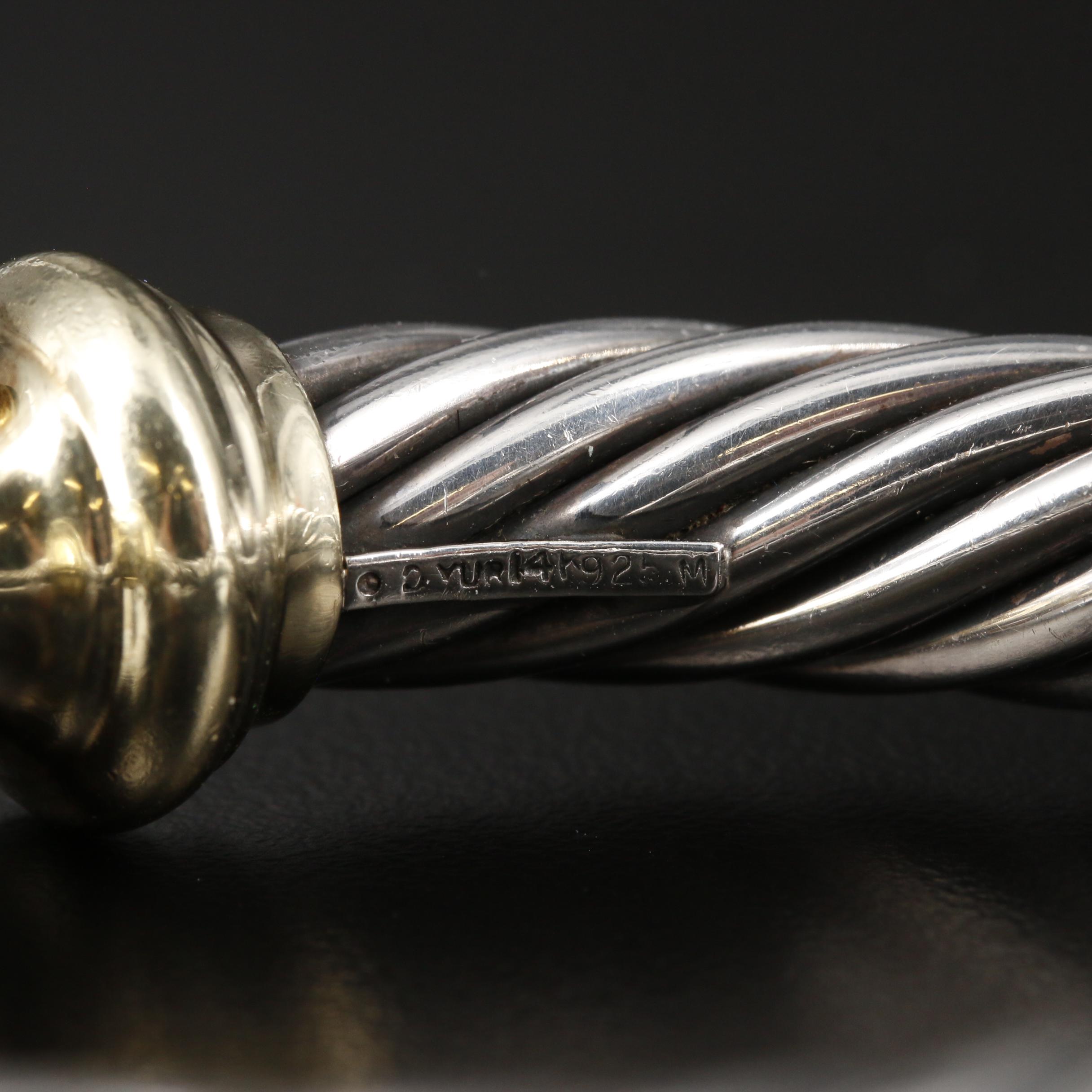 Vintage David Yurman Sterling Rhodolite Garnet and Chalcedony Cable Bracelet