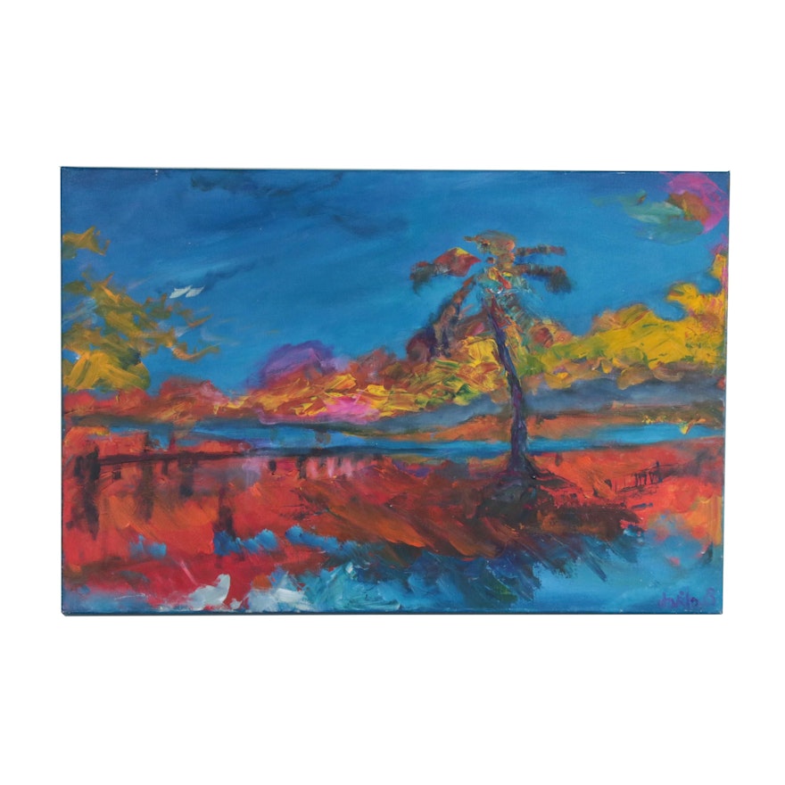 David Laug Expressionist Style Oil Painting "Key West"
