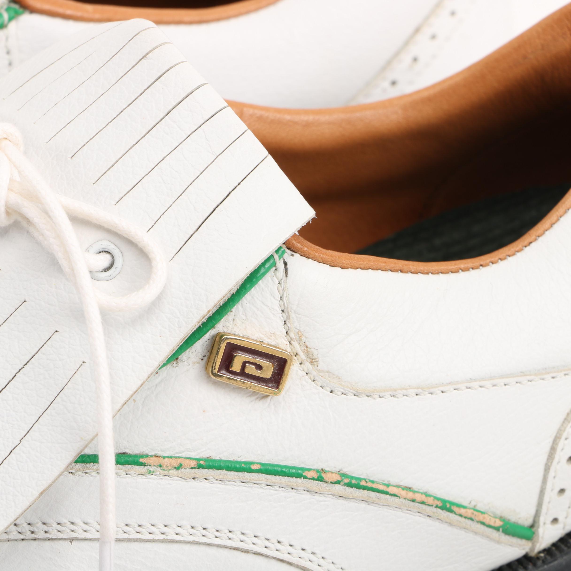 Pakerson White Wingtip Style Leather Golf Shoes with Kilties