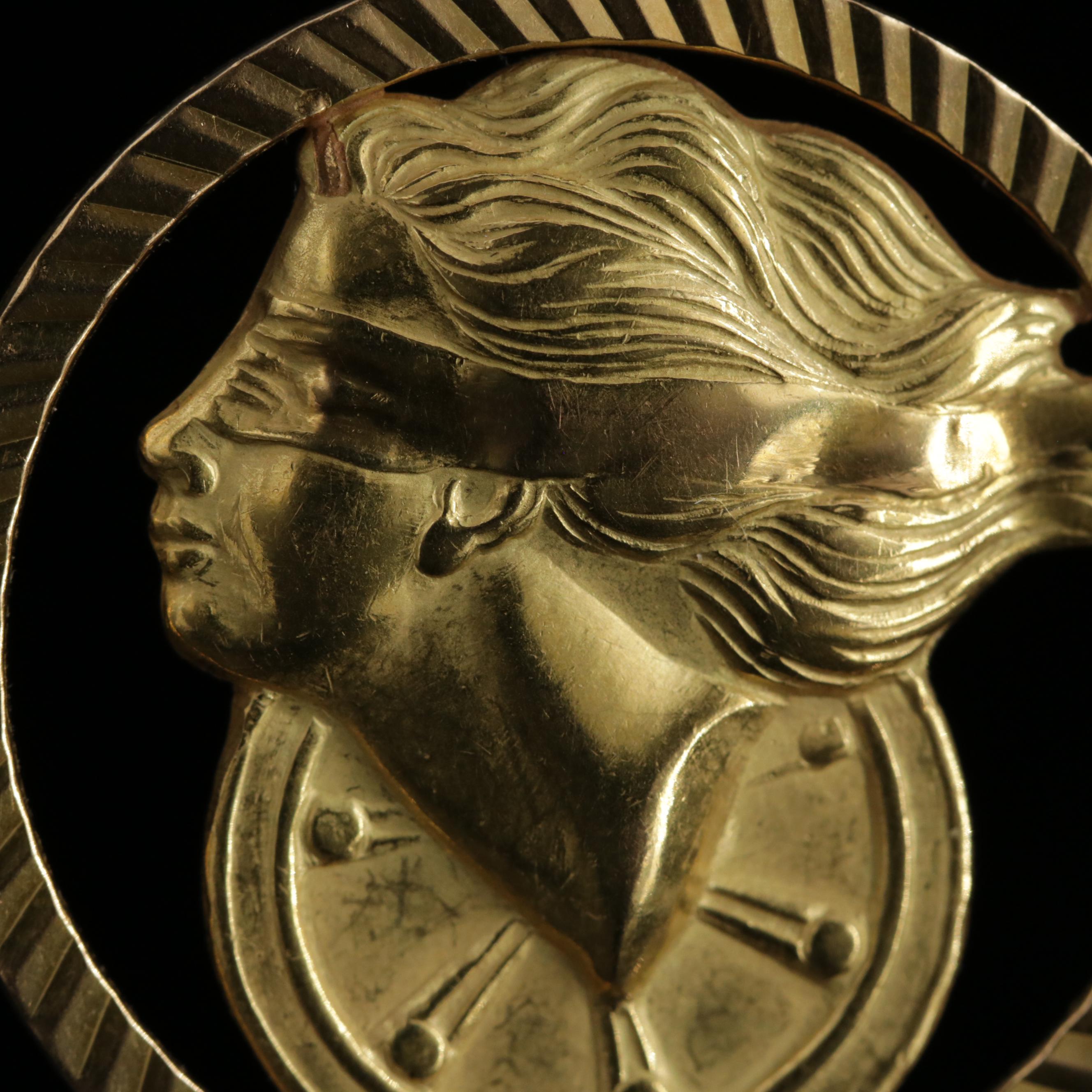 1960s 18K Yellow Gold "Blind Justice" Pendant