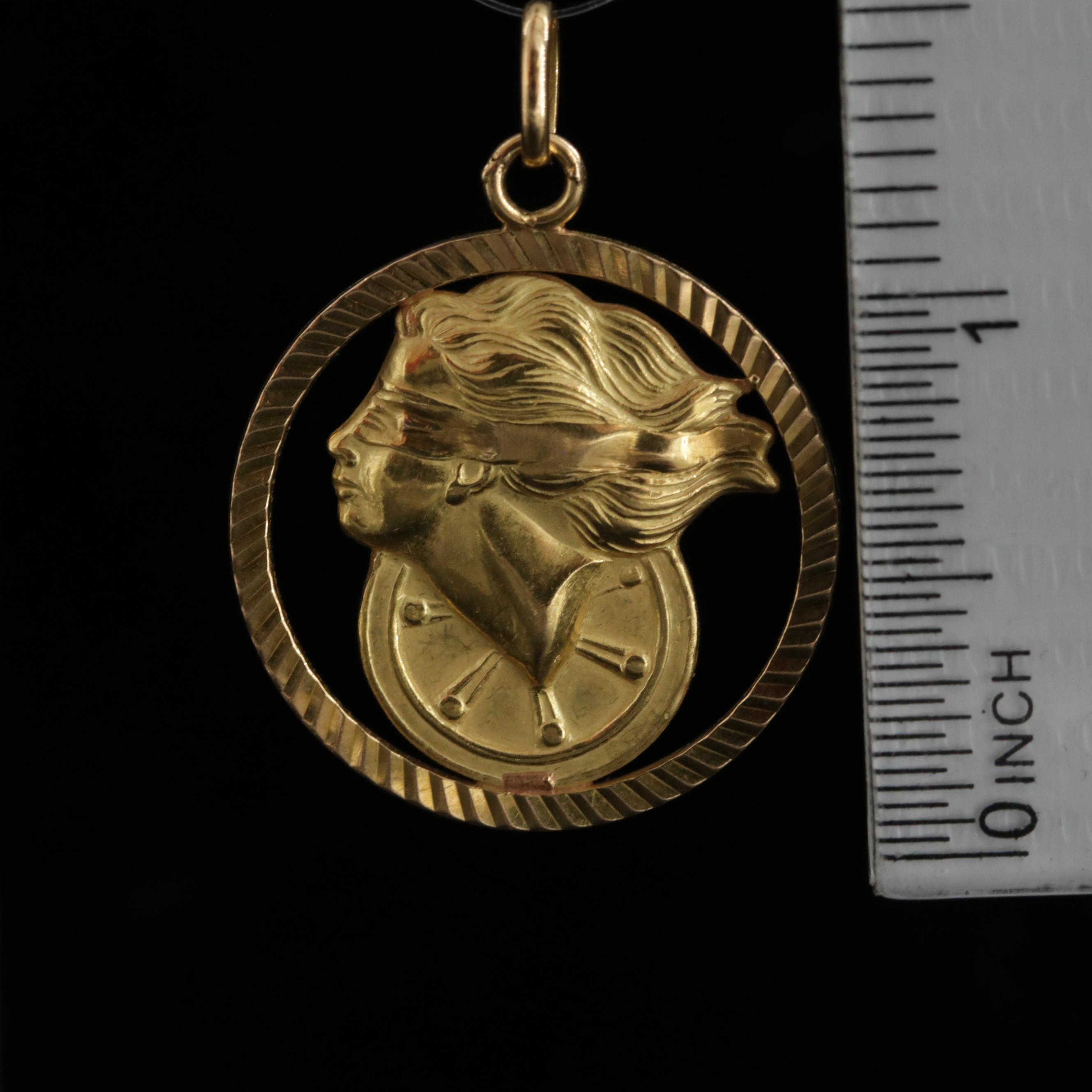 1960s 18K Yellow Gold "Blind Justice" Pendant