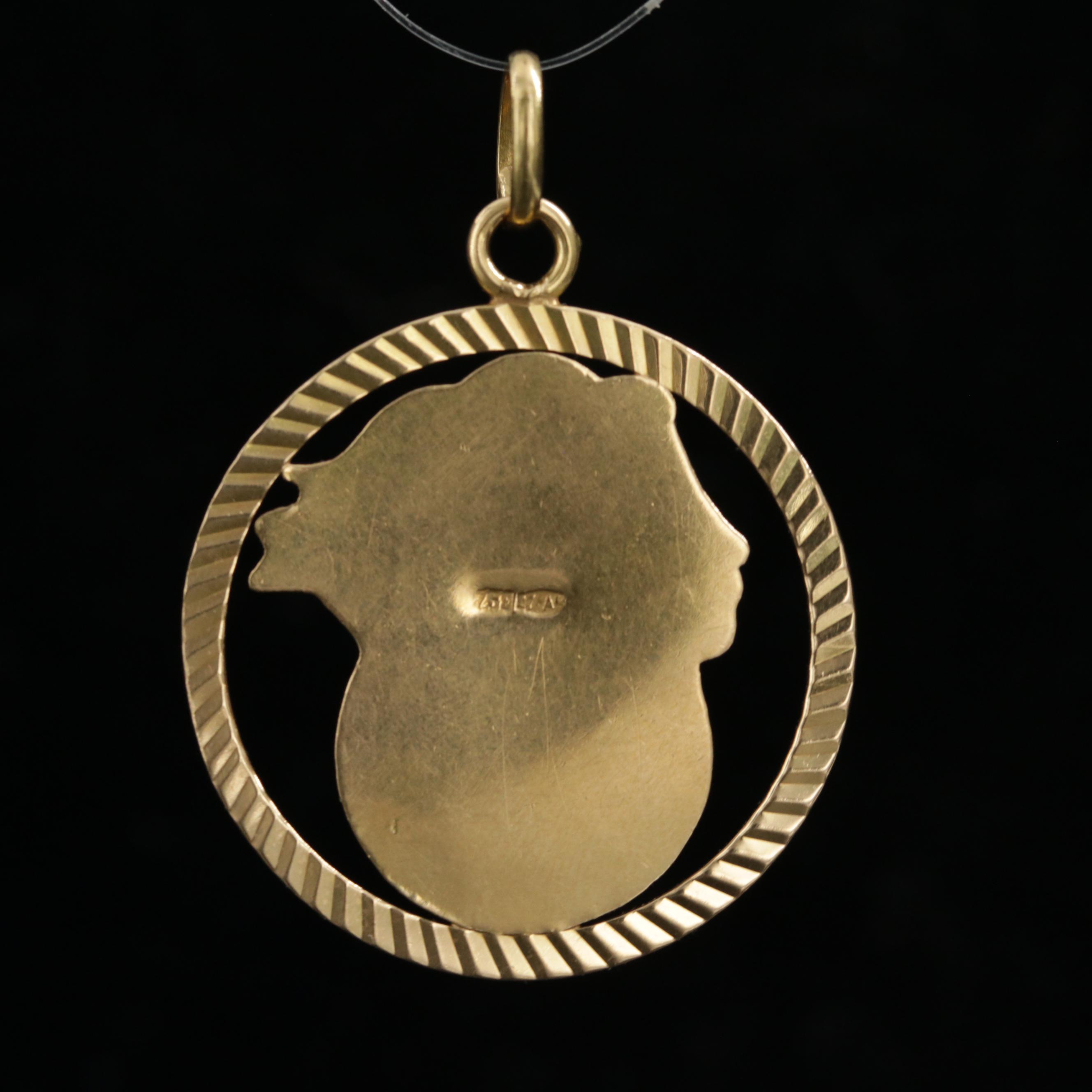 1960s 18K Yellow Gold "Blind Justice" Pendant
