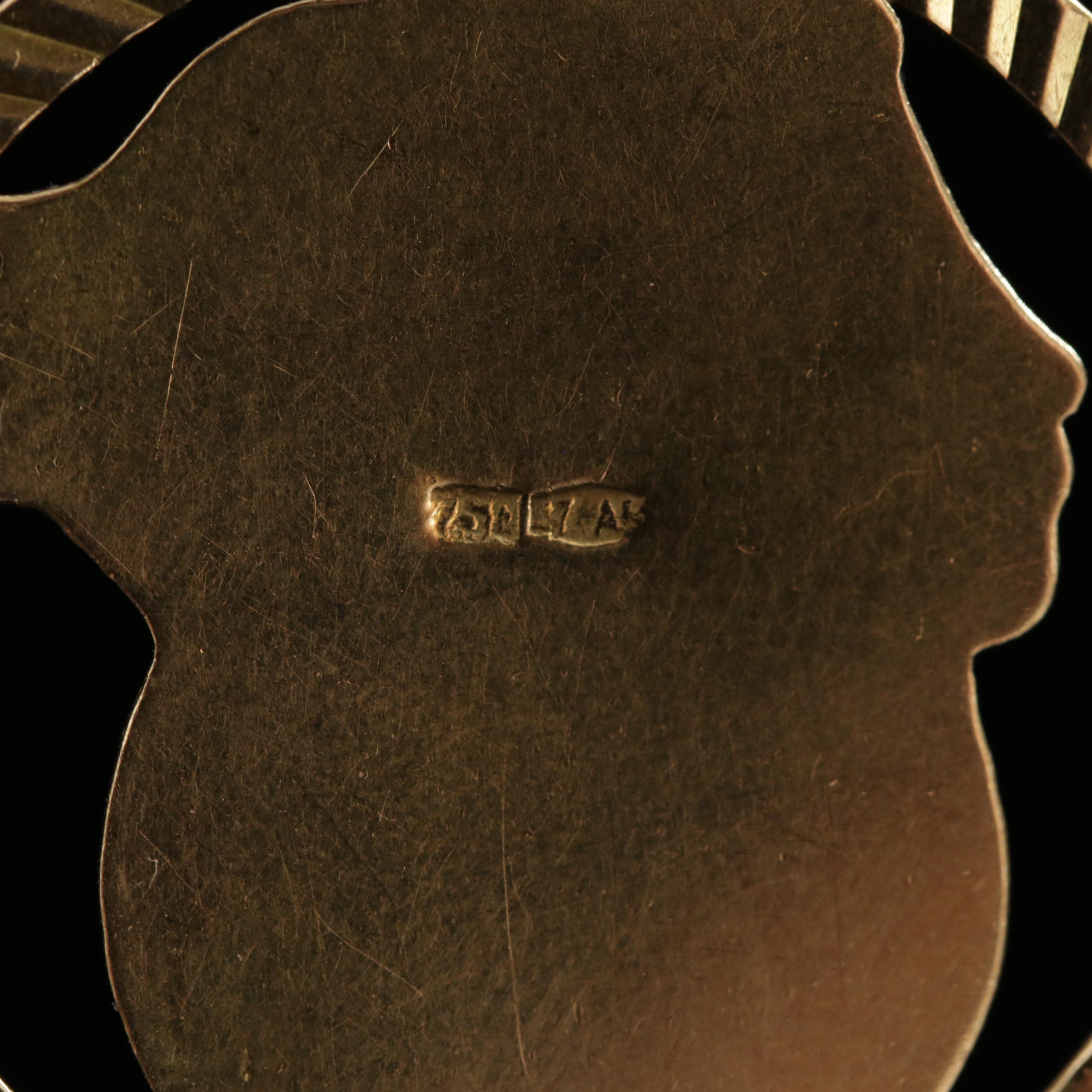 1960s 18K Yellow Gold "Blind Justice" Pendant