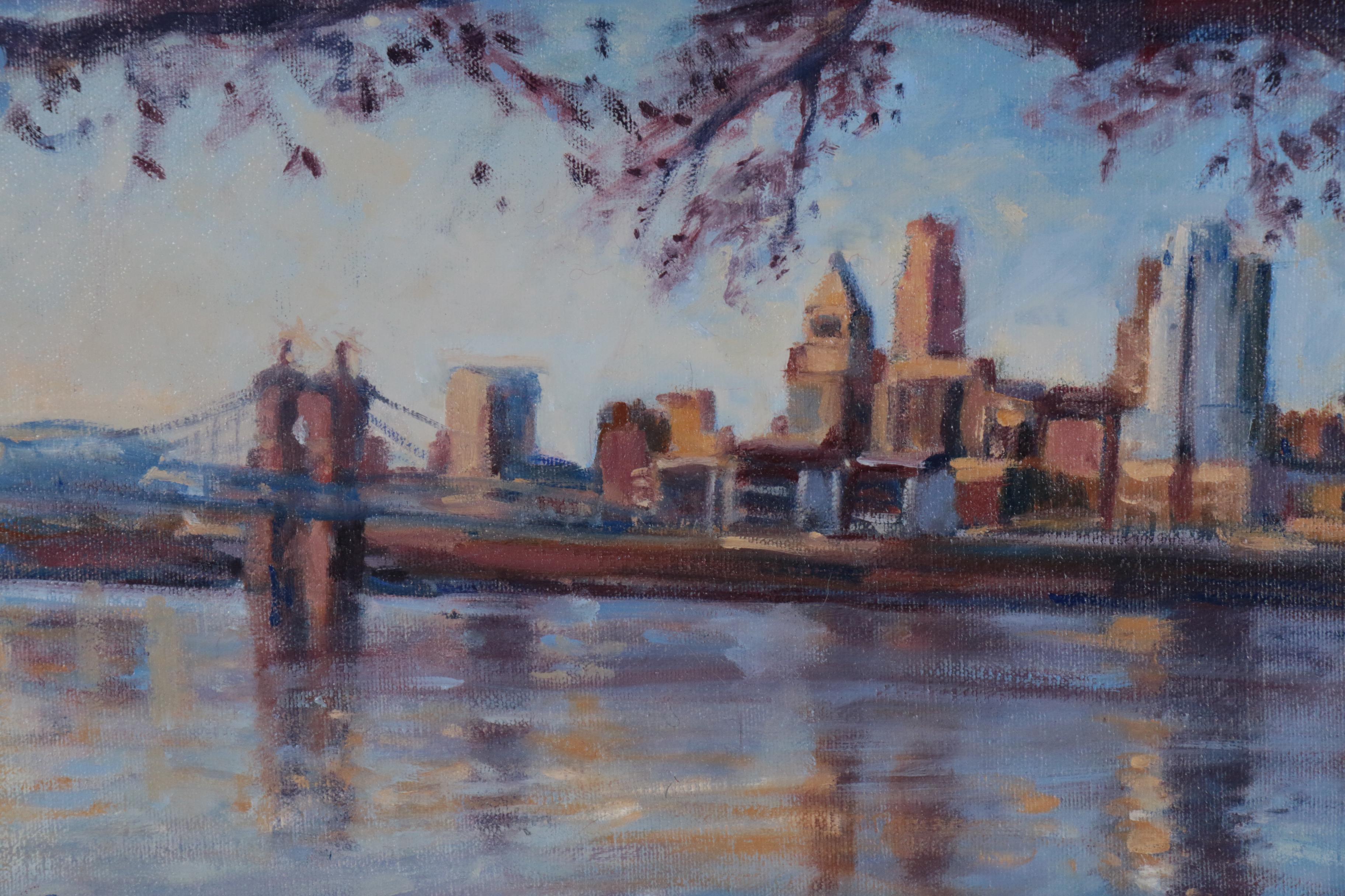 Robert Hebenstreit Oil Painting of Cincinnati Skyline