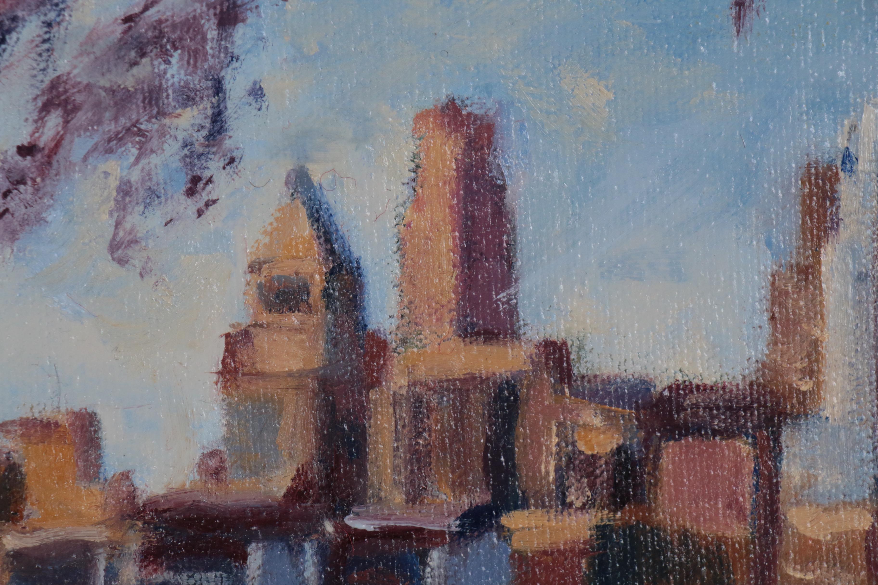 Robert Hebenstreit Oil Painting of Cincinnati Skyline