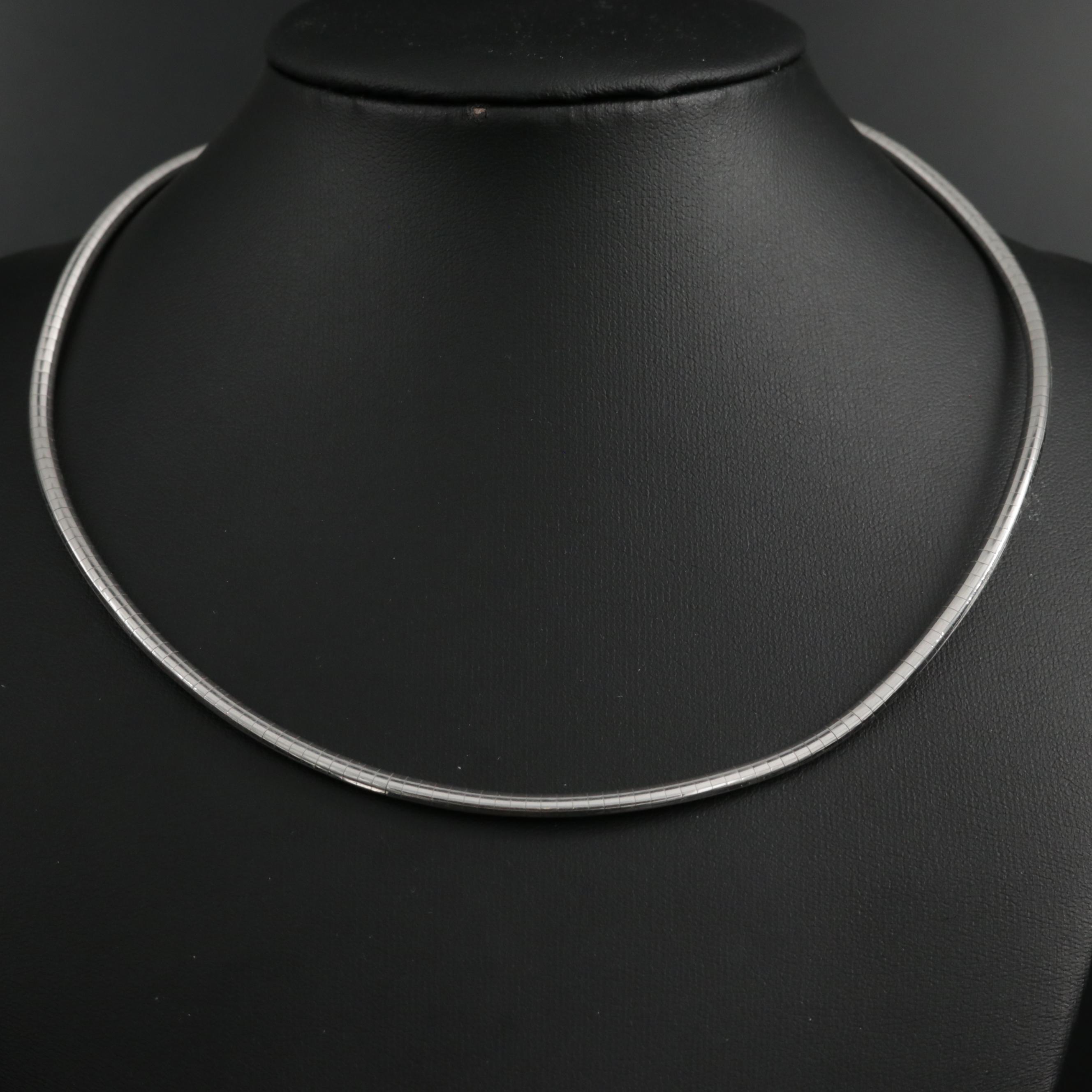 14K White Gold Omega Link Necklace