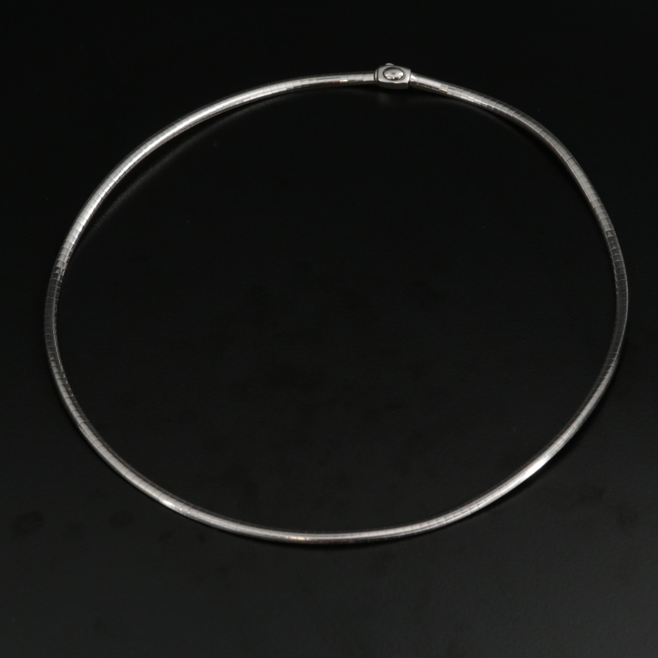 14K White Gold Omega Link Necklace