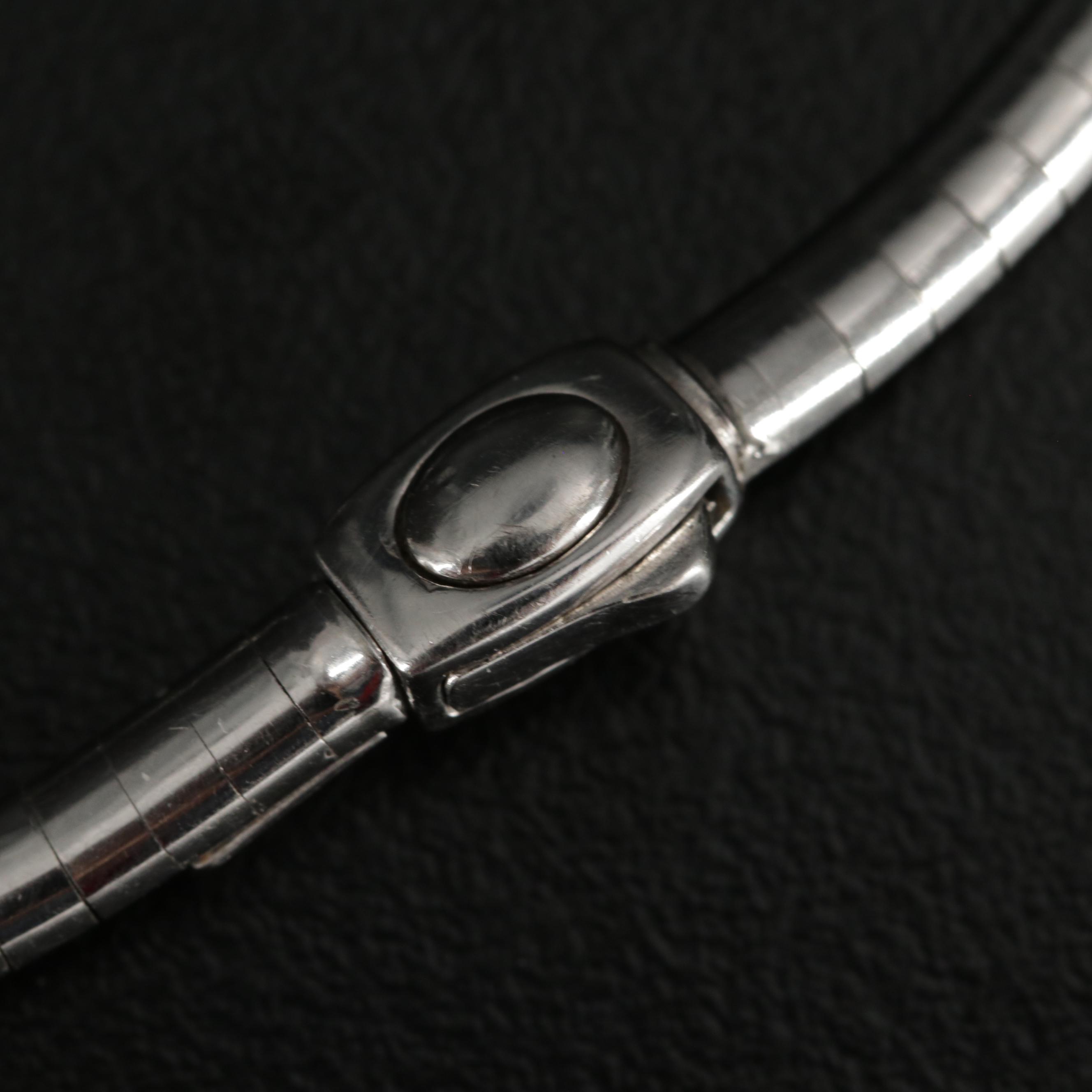 14K White Gold Omega Link Necklace