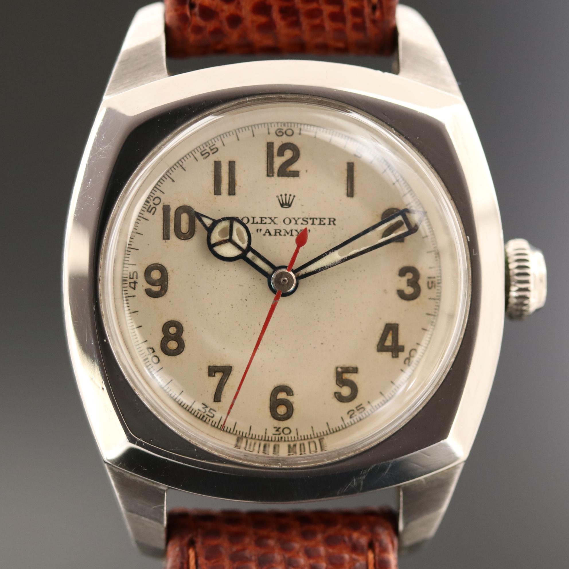 Rolex Oyster "Army" Stainless Steel Watch, Circa 1940
