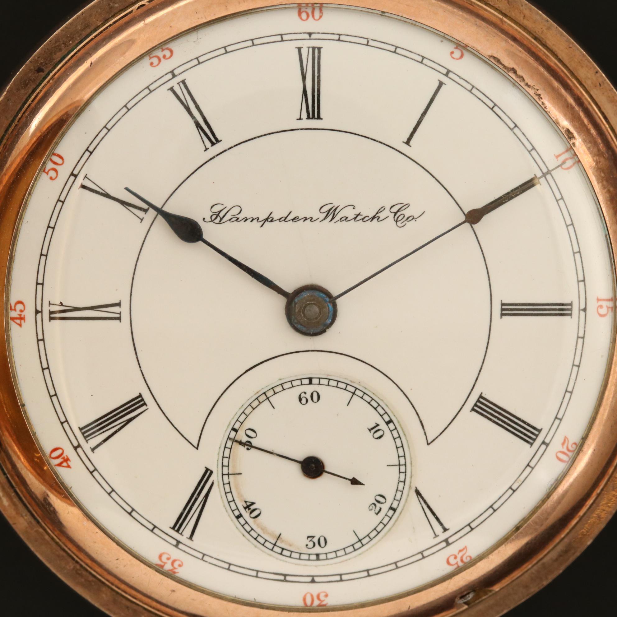 Antique Hampden Watch Co. Gold Filled Pocket Watch, 1902