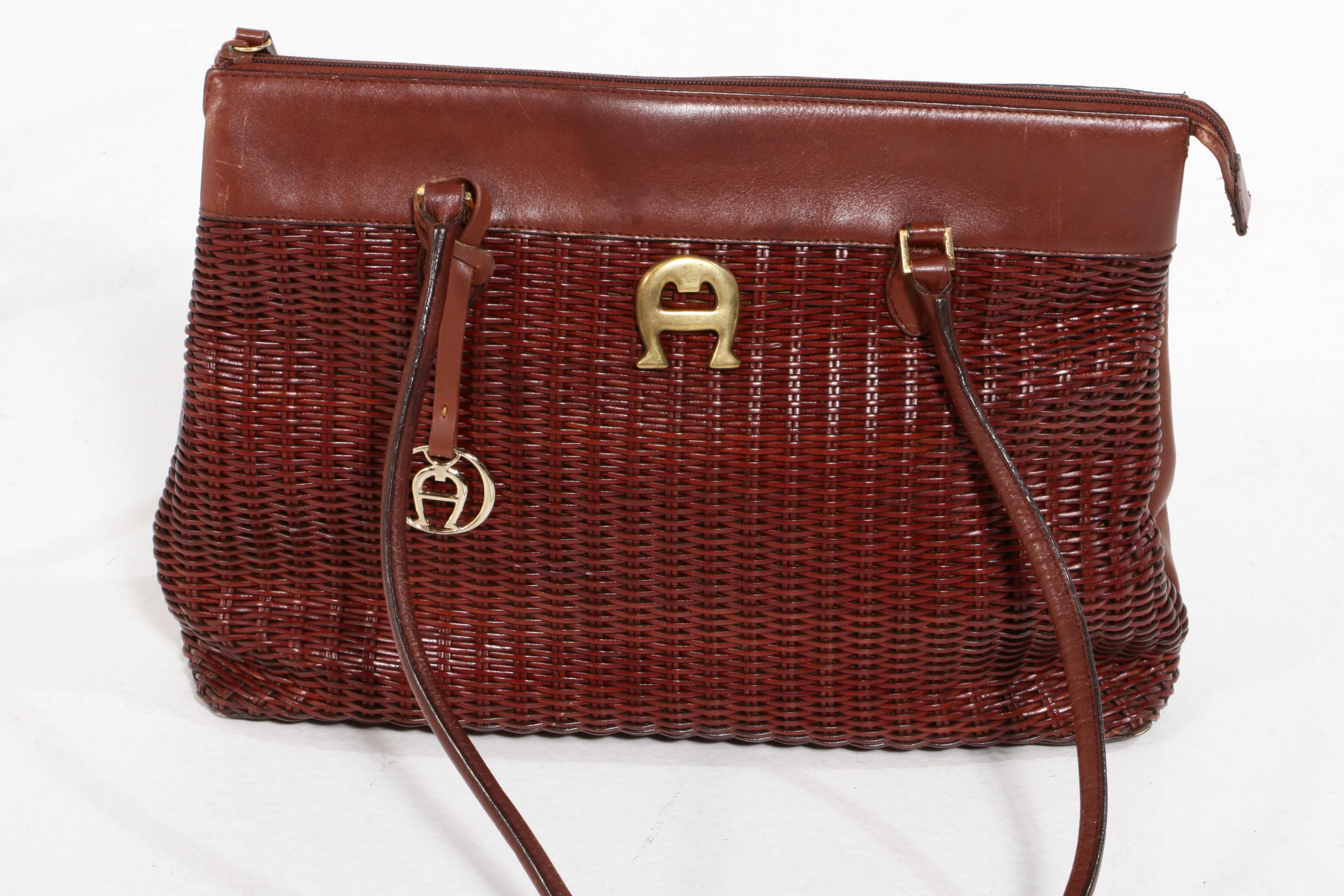 Etienne Aigner Leather Jacket and Woven Leather Handbag, Late 20th Century