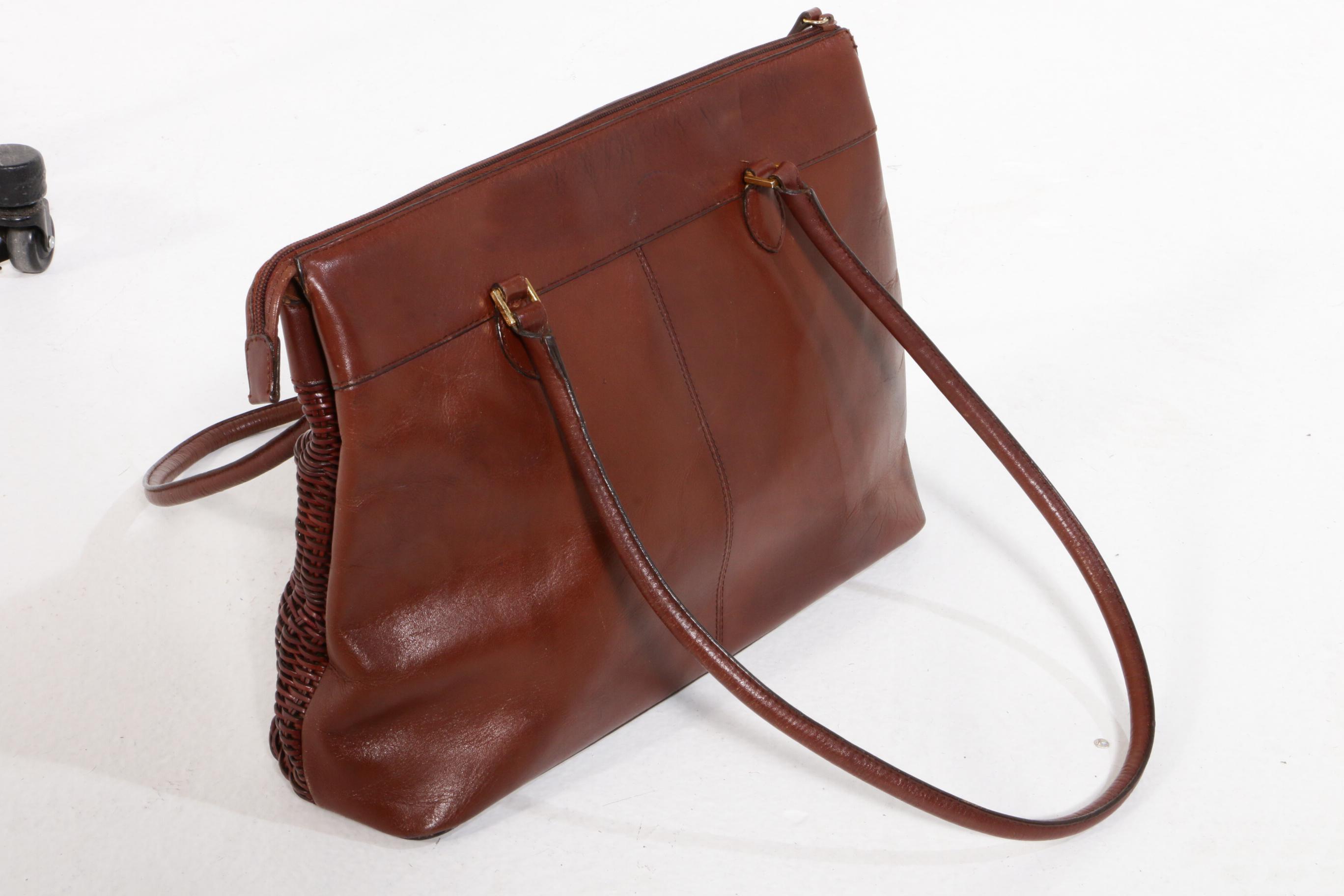 Etienne Aigner Leather Jacket and Woven Leather Handbag, Late 20th Century